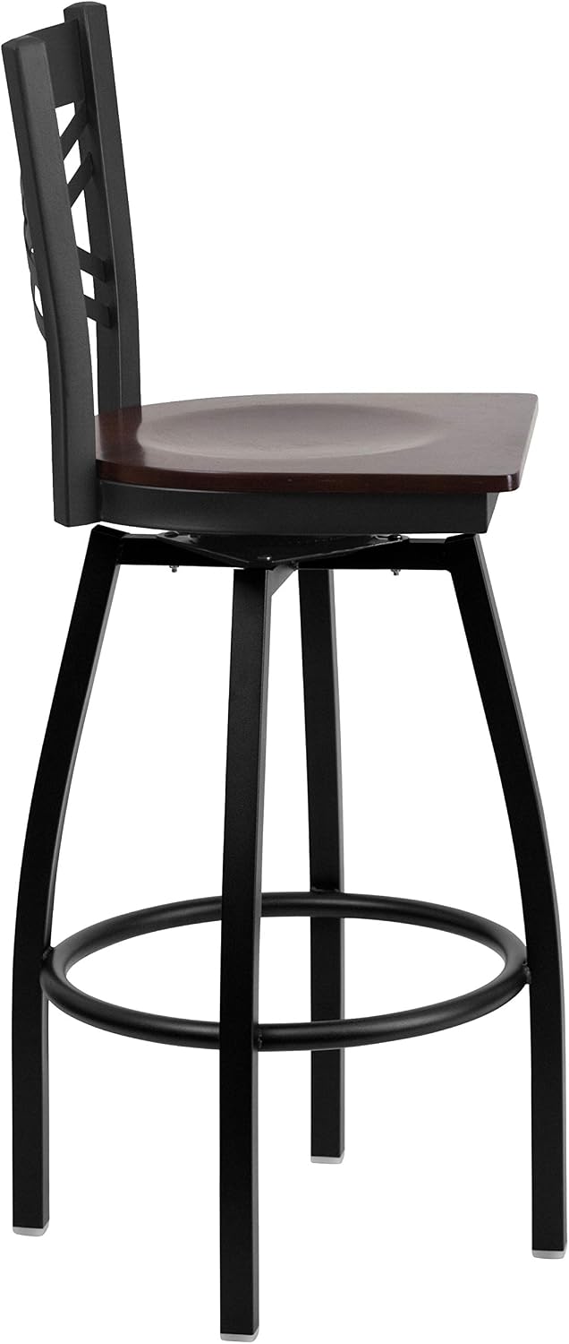 Flash Furniture Hercules Series "X" Back Metal Restaurant Barstool, Modern Upholstered Armless Bar Height Chair for Restaurants and Kitchens, Black | X Back Style, Vinyl Upholstery, Durable Construction, Commercial Use