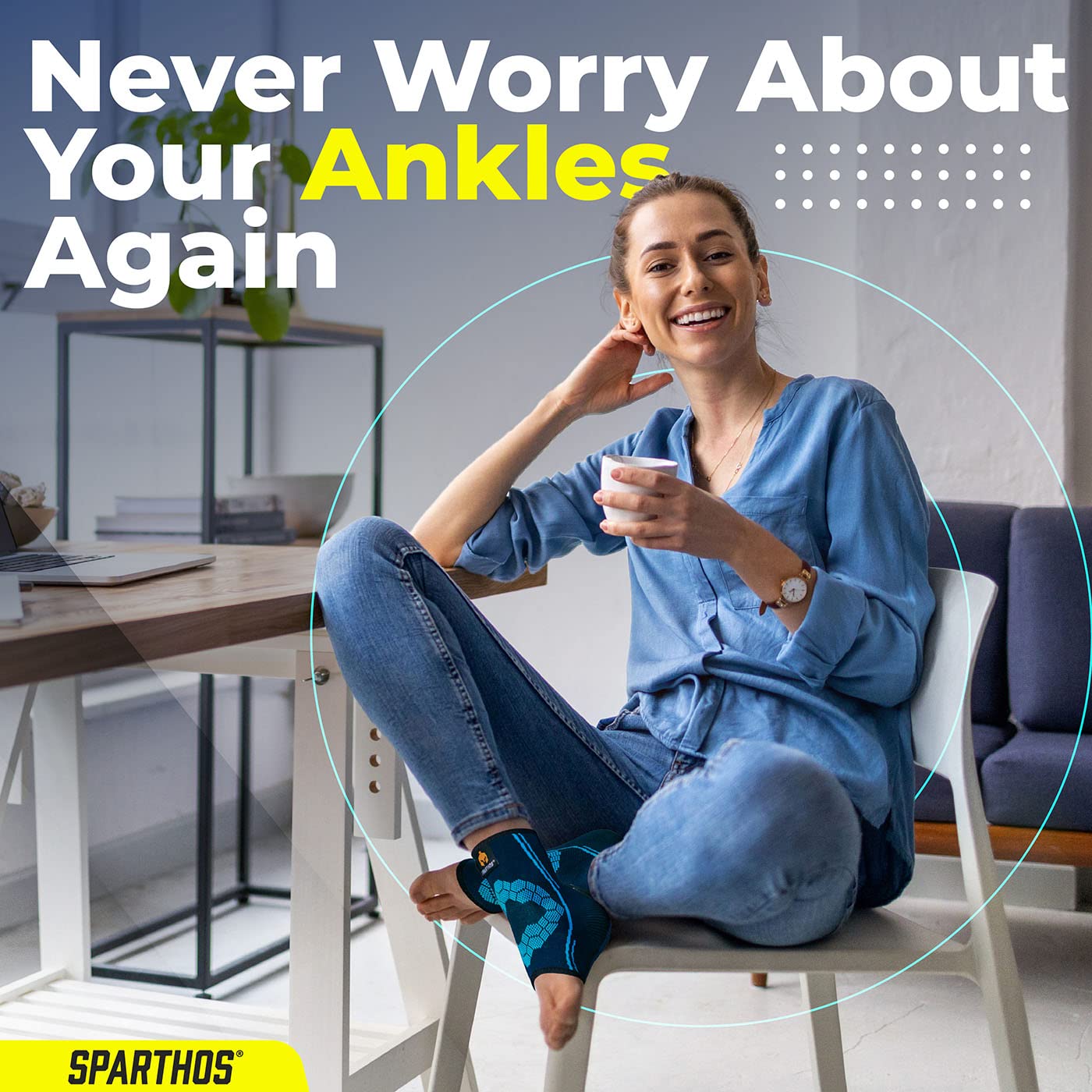 Sparthos Ankle Brace for Women & Men, Foot Compression Sleeve - Black-M | Plantar Fasciitis Socks, Arch Support, Ankle Wrap for Sprained Ankle, Achilles Tendonitis, Heel Pain & Swelling Relief, Pair