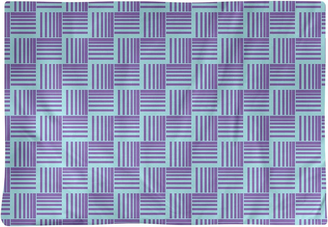 Dana Strider Two Color Basketweave Stripes Table Placemat, 18 x 14, Teal & Purple