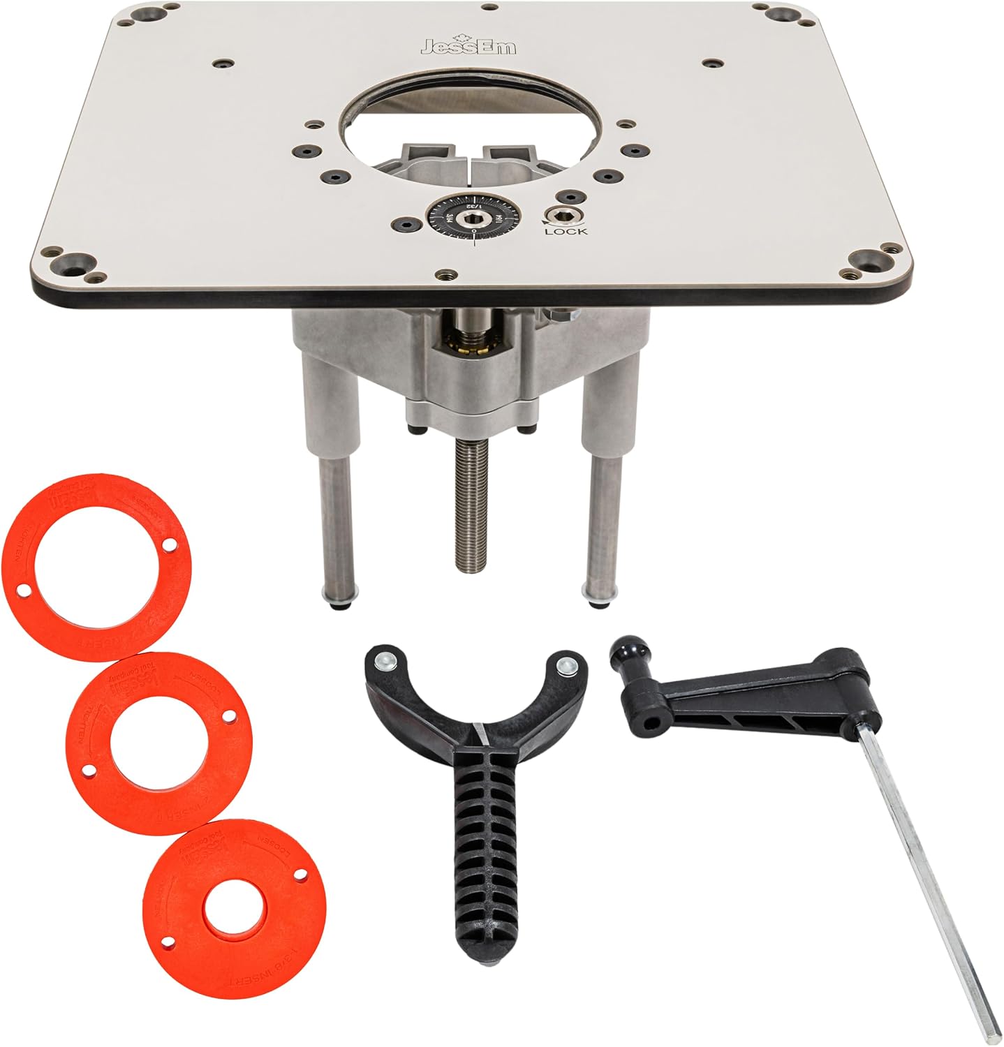 JessEm Rout-R-Lift 3.5XT Router Table Lift System for 3-1/2" Motors | Fits 3-1/2 in router motors and standard 9-1/4 x 11-3/4 router table openings