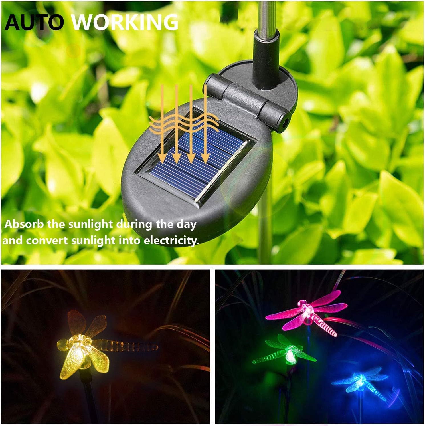 1PCS Waterproof Outdoor Solar Garden Stake Light w Color Charging
