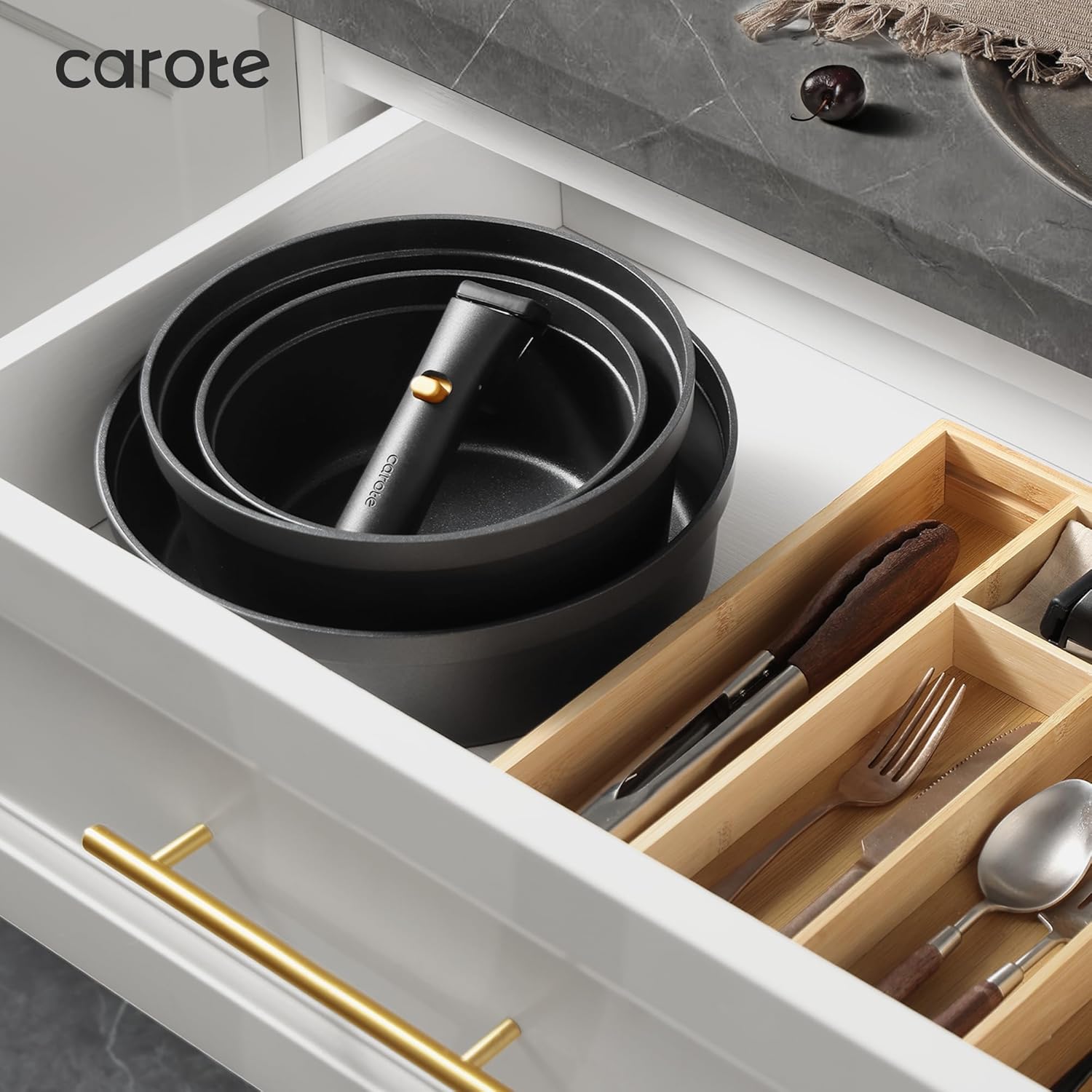 CAROTE 21pcs Pots and Pans Set Non Stick, Detachable Handle Cookware Sets | Ultra Nonstick, Space Saving, Dishwasher & Oven Safe