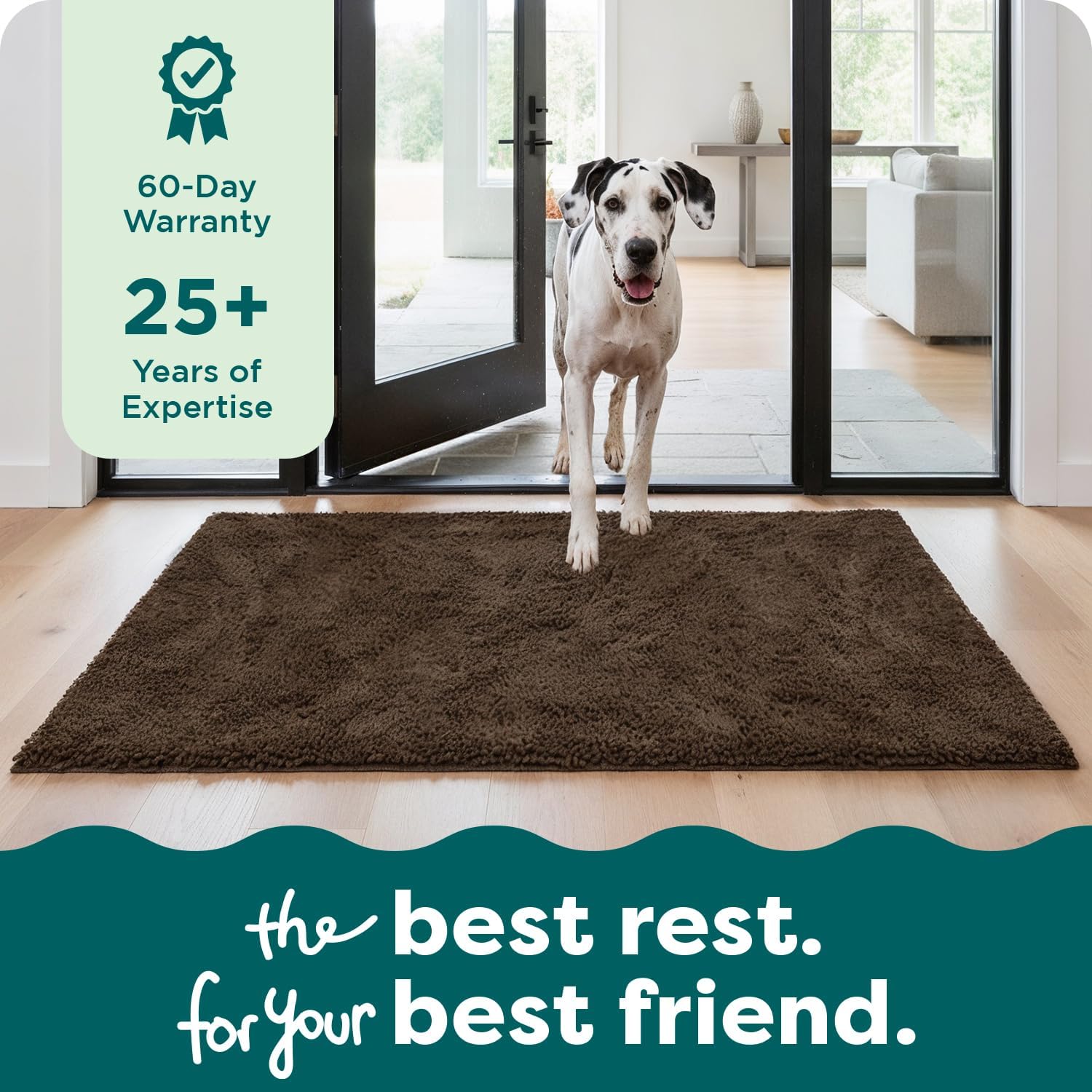 Furhaven 60" x 48" Highly Absorbent Dog Door Mat for Muddy Paws, 100% Washable, Perfect for Entryway, Kitchen