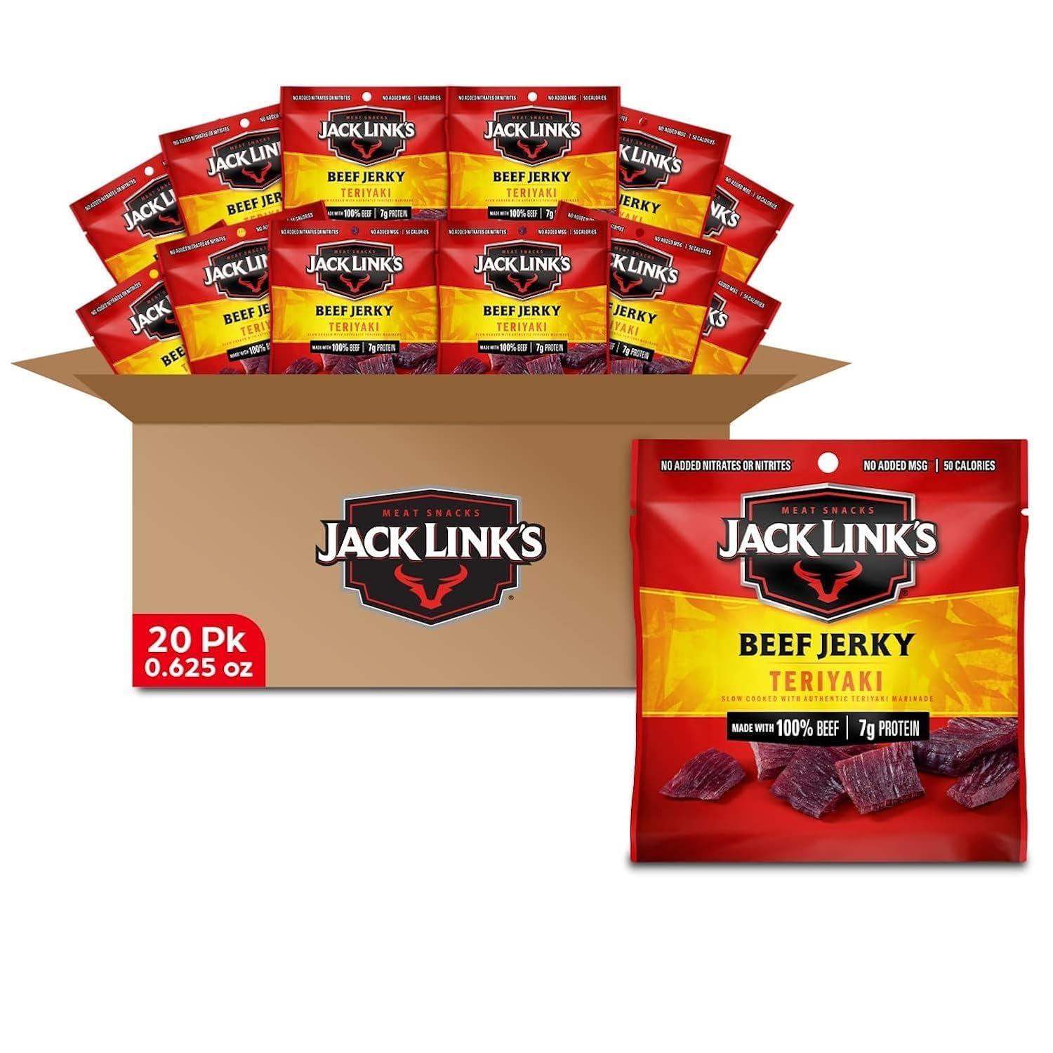 Jack Link's Beef Jerky Variety Pack - Original and Teriyaki - (9 Pack) 1.25 oz Bag - Ready to Eat Protein Snacks - 13g Protein per Serving - Made with 100% Real Beef | Bag - Ready to Eat Protein Snacks - 13g Protein per Serving - Made with 100% Real Beef
