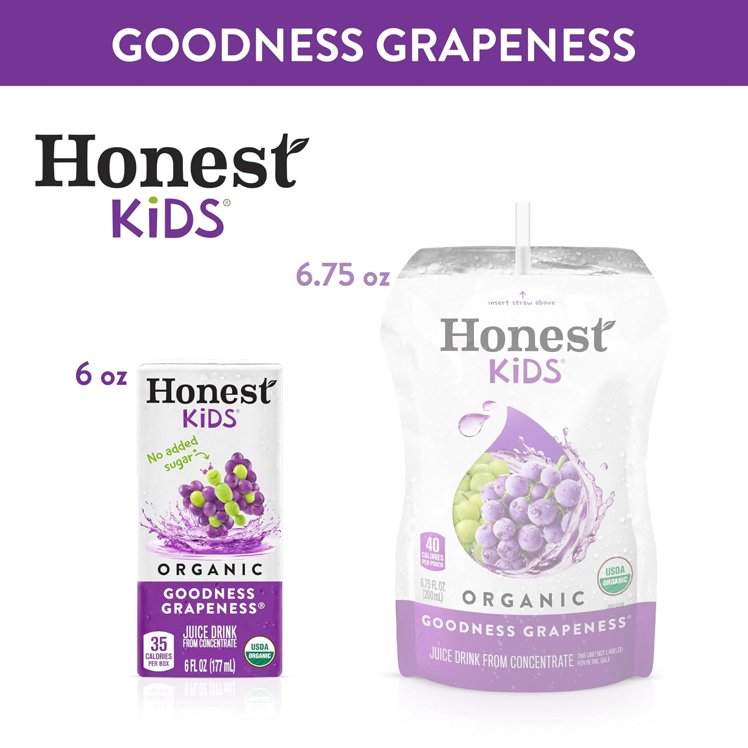 Honest Kids Appley Ever After, Organic Juice Drink, 6 Fl oz Juice Boxes, Pack Of 40, Apple