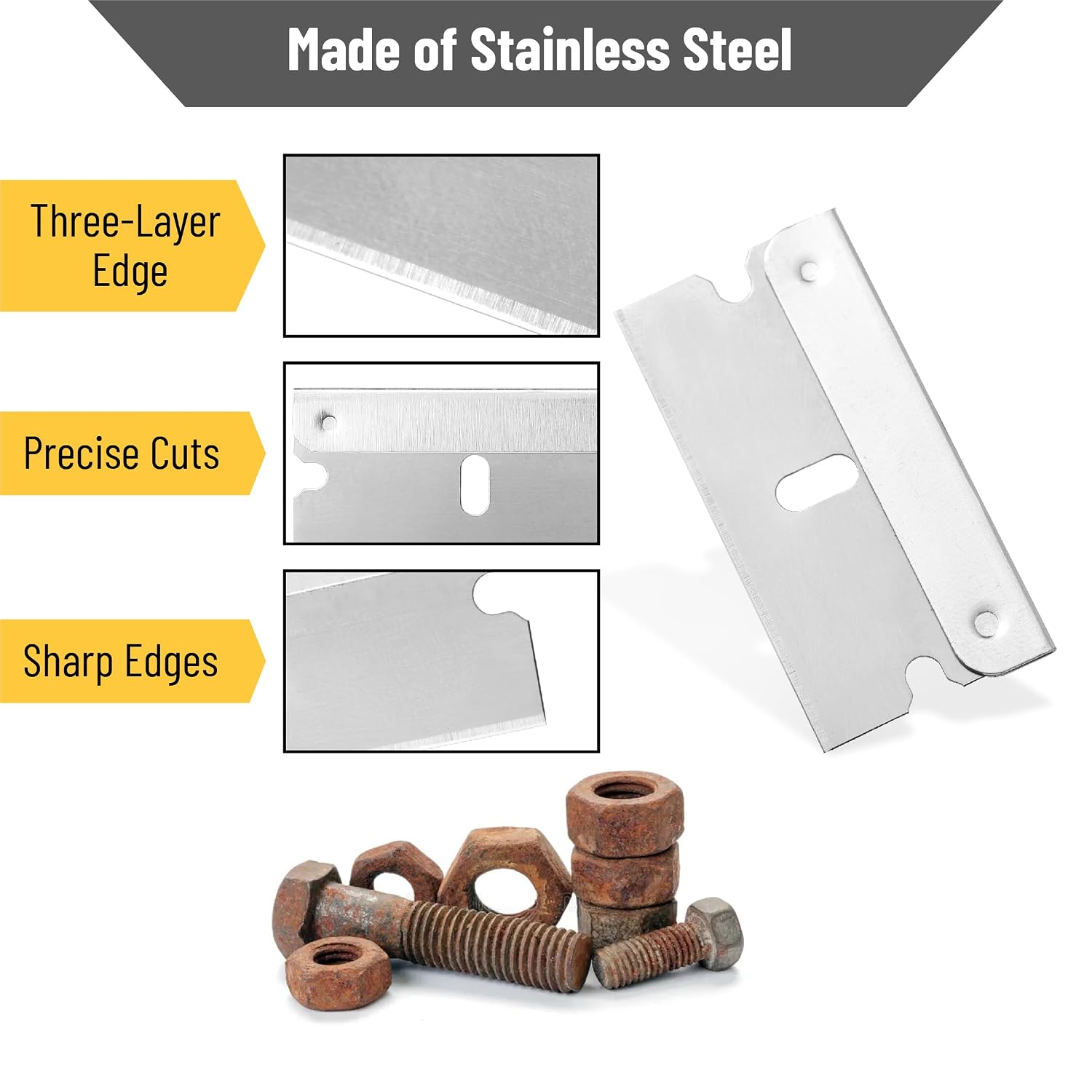 Bates- Razor Blades, 50 pcs, Carbon Steel Flat Scraper Blades