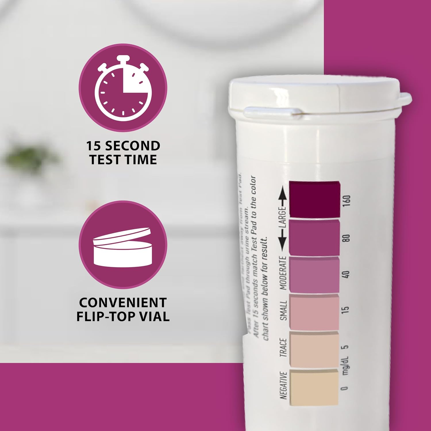 TRUEplus Ketone Test Strips, Urinalysis Test Sticks, 100 Count | Checks for Ketones in Urine, Fast and Easy Testing at Home