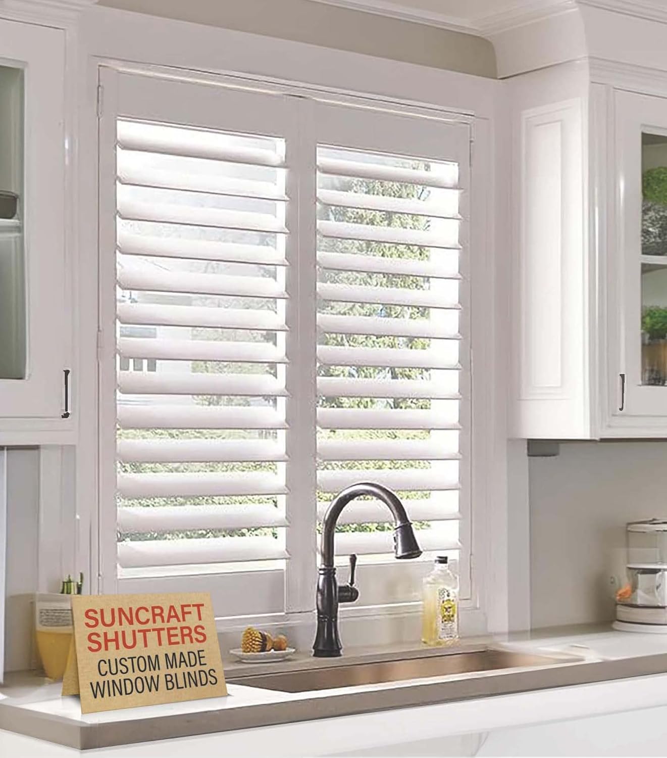 -Plantation Shutters –Custom Made Window Blinds – No Front Tilt Rod - Easy DIY Installation – Interior Plantation Shutters -Privacy Blinds for