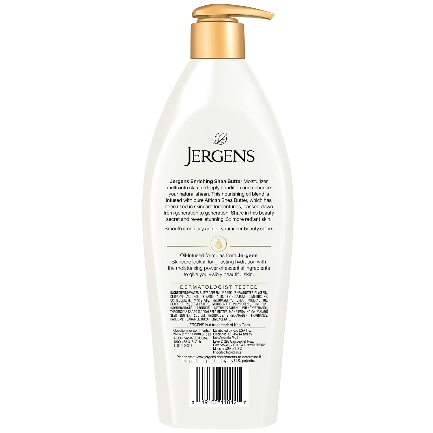 Jergens Shea Butter Body Lotion, Deep Moisturizer for Dry Skin, 26.5 fl oz | Enriching Hand and Body Lotion, Vitamin E, Extremely Dry Skin Relief, 2.5X More Radiant Skin, Deep Conditioning