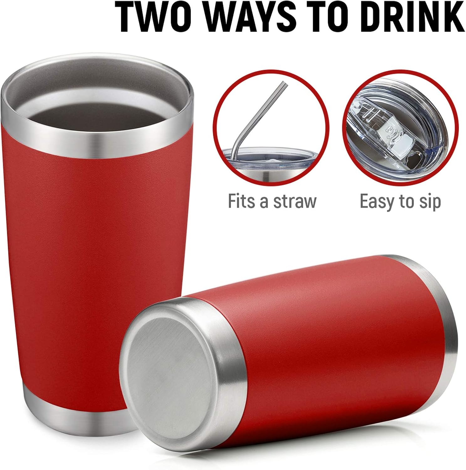 COMOOO 20oz Double Wall Vacuum Insulated Travel Mug