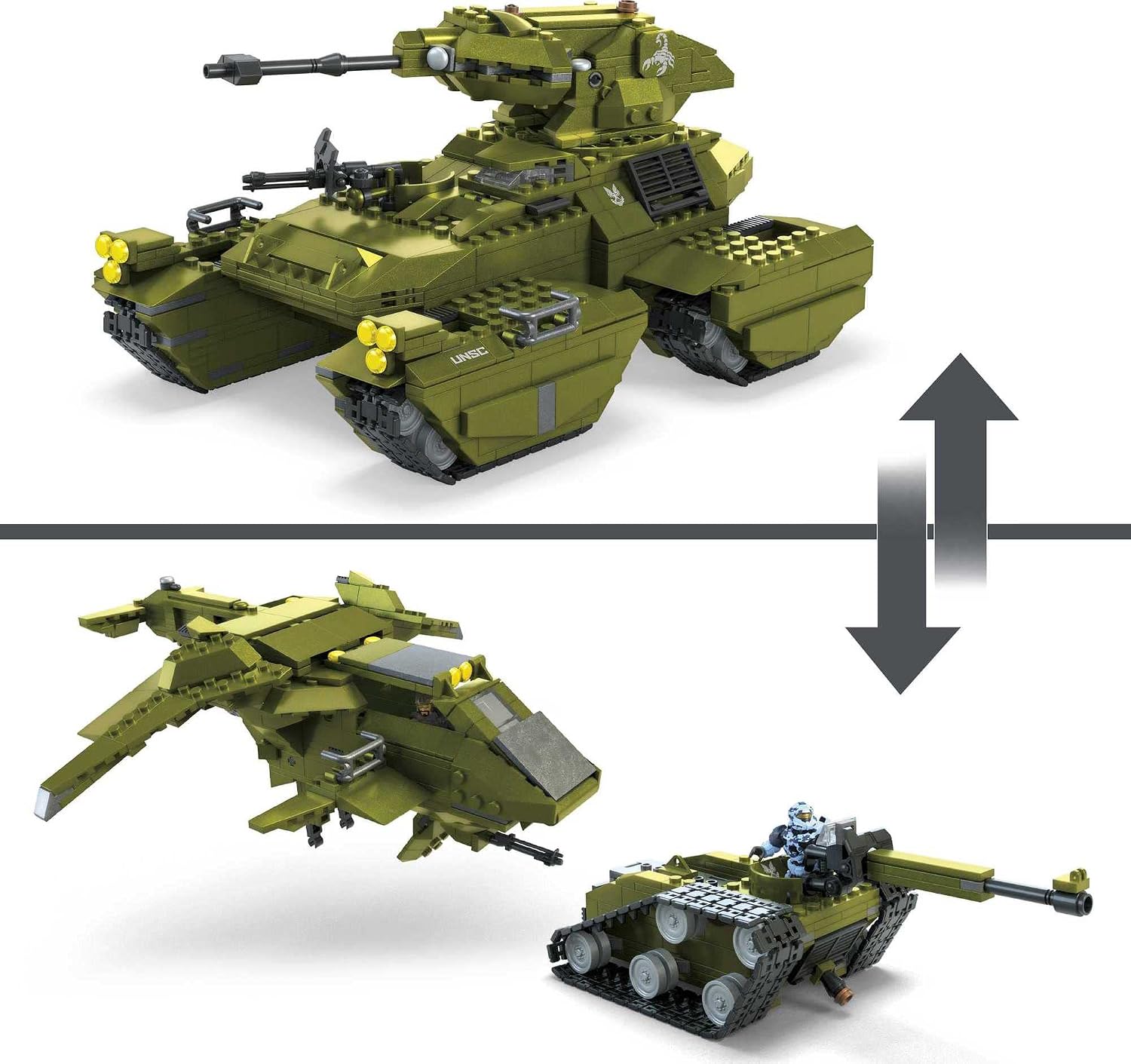 MEGA Halo Toy Building Sets, UNSC Scorpion Clash Tank with 993 Pieces, 5 Micro Action Figures and Display Stands, for Collectors