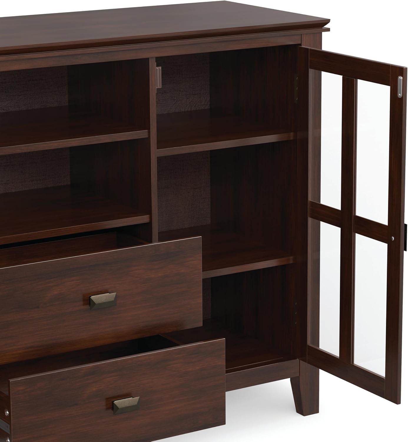 SIMPLIHOME Artisan 53" Wide Solid Wood TV Stand in Russet Brown