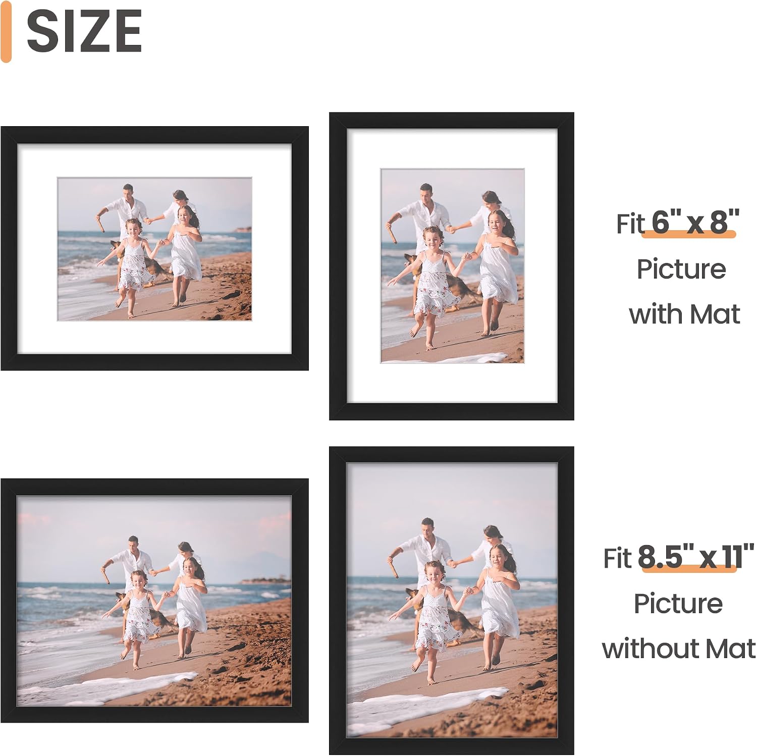 upsimples 12x12 Picture Frame, Gallery Glass Poster Frames Set of 3, Black
