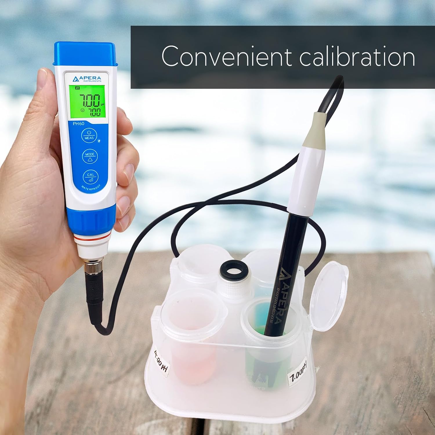 Apera Instruments AI311 Premium Series PH60 Waterproof pH Pocket Tester Kit, Replaceable Probe, ±0.01 pH Accuracy, Lcd display