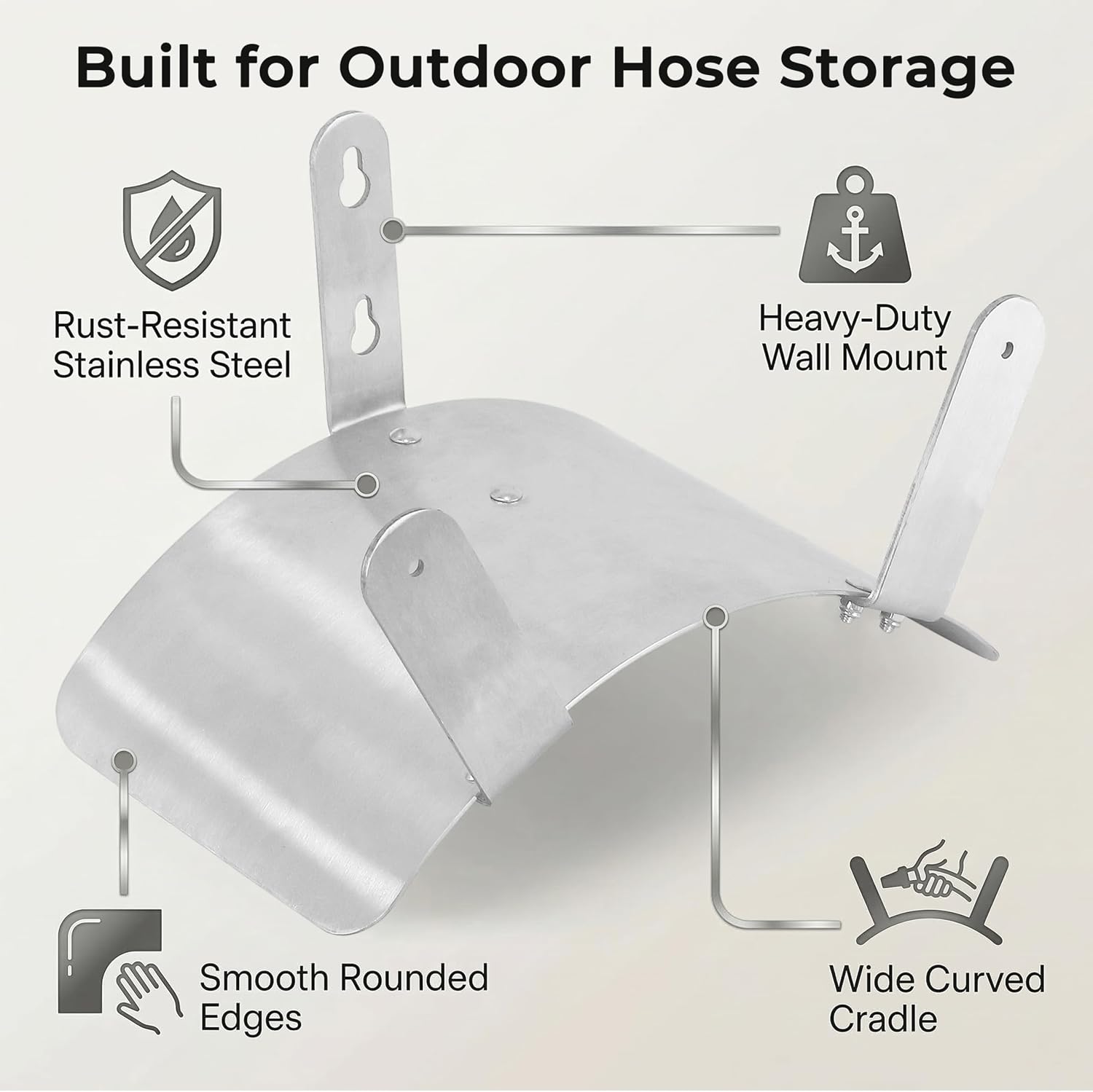Gardzen Heavy Duty Hose Holder Wall Mount Black