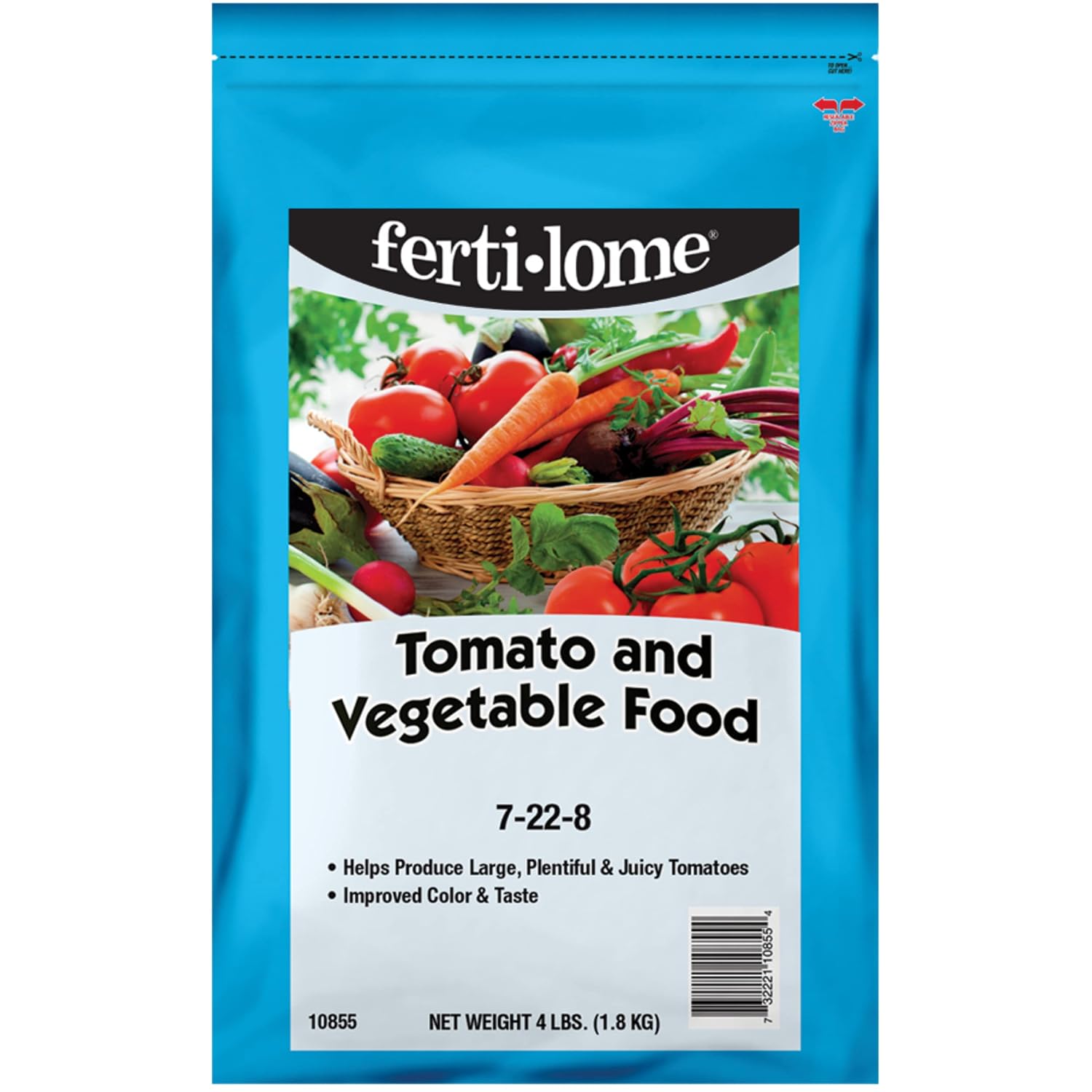 Fertilome (10855) Tomato & Vegetable Food 7-22-8, 4 lbs | 7-22-8 high-phosphorus granules - Bigger harvests, better flavor for tomatoes & vegetables - Veggie gardeners