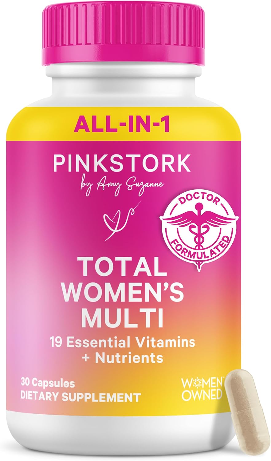 Pink Stork Total Women's Multivitamin, 19 Essential Vitamins, 30 Capsules