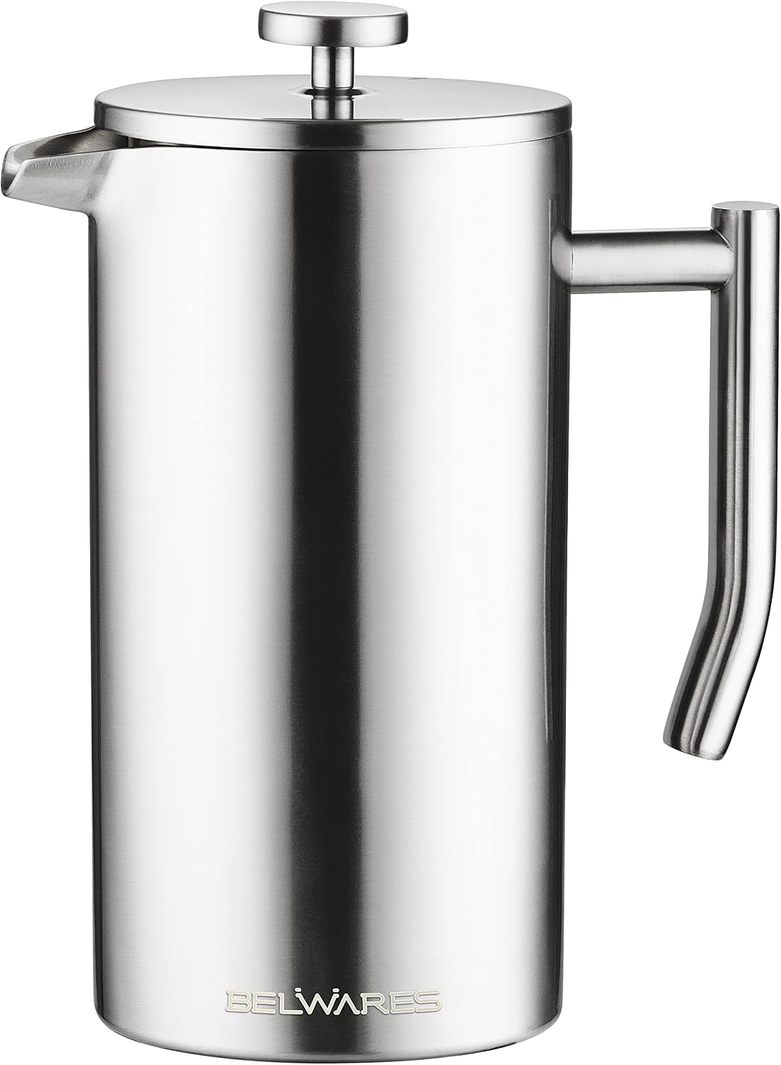 French Press Coffee Maker - 50oz Stainless Steel, Insulated Coffee Press | Large 6 Cup 50oz Capacity, Double Wall Keeps Coffee Hot, 4 Level Filter for Ground Free Coffee, 2 Extra Filters, Matte Black