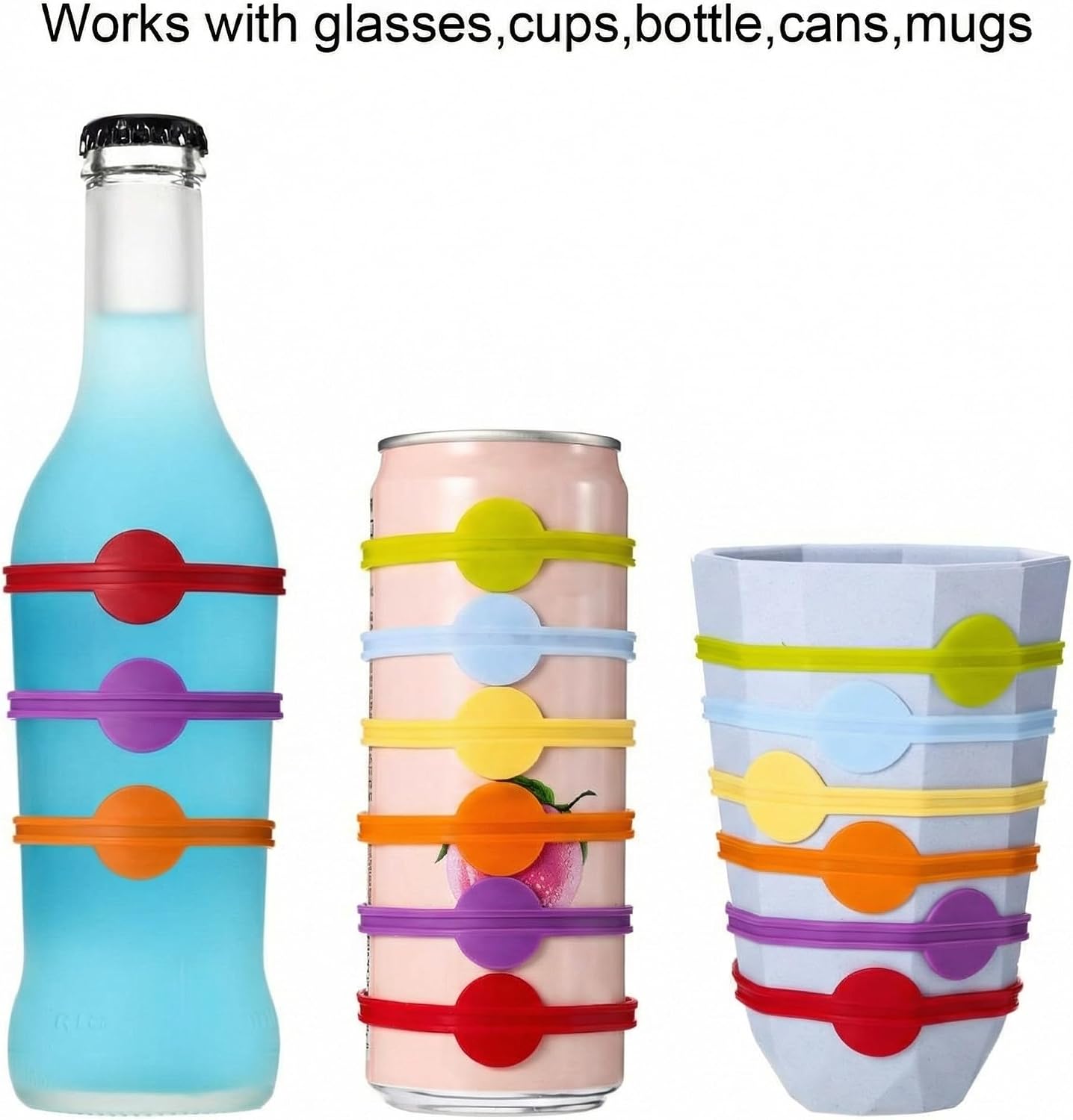 24 Pcs Silicone Drink Markers Reusable Cup and Glass Identifiers