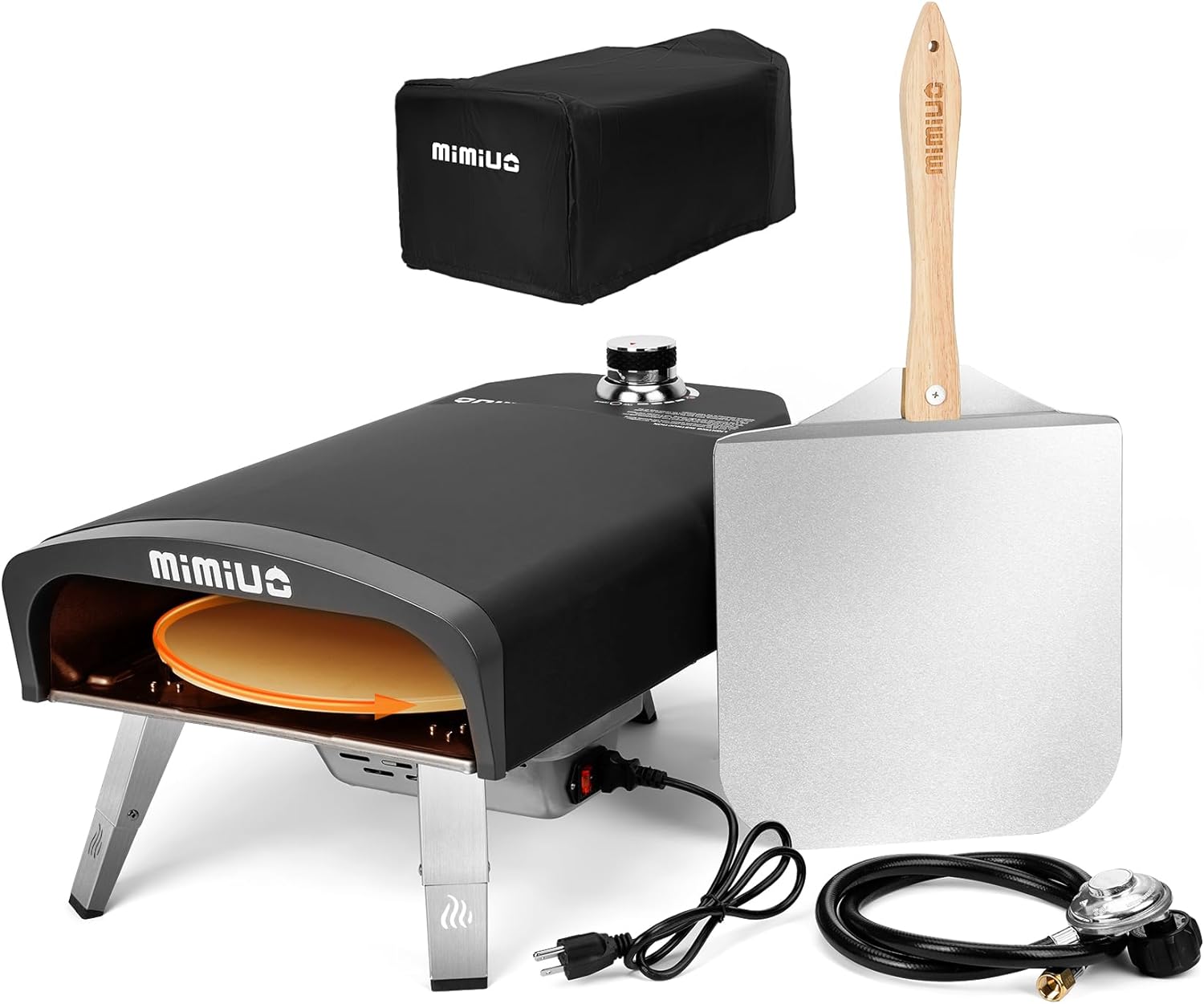 Mimiuo 12" Gas Pizza Oven Outdoor 33Lbs – 60S Bake, w/Stone, Peel & Cover