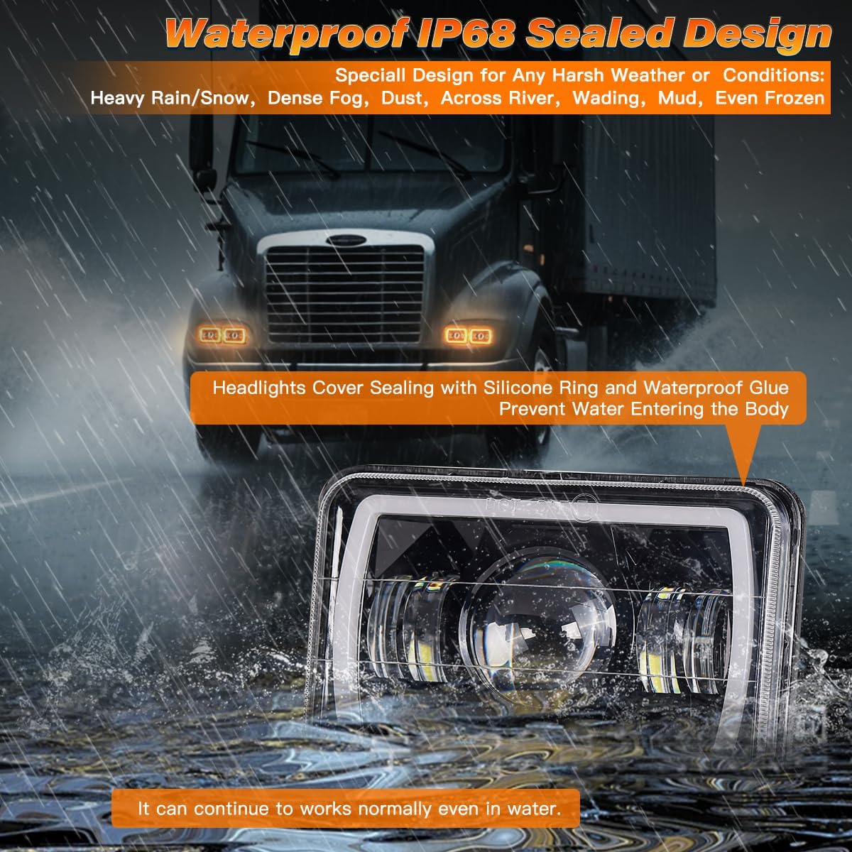 5x7/7x6in H6054 LED Headlights DOT Approved Hi/Low Sealed Beam 2PCS