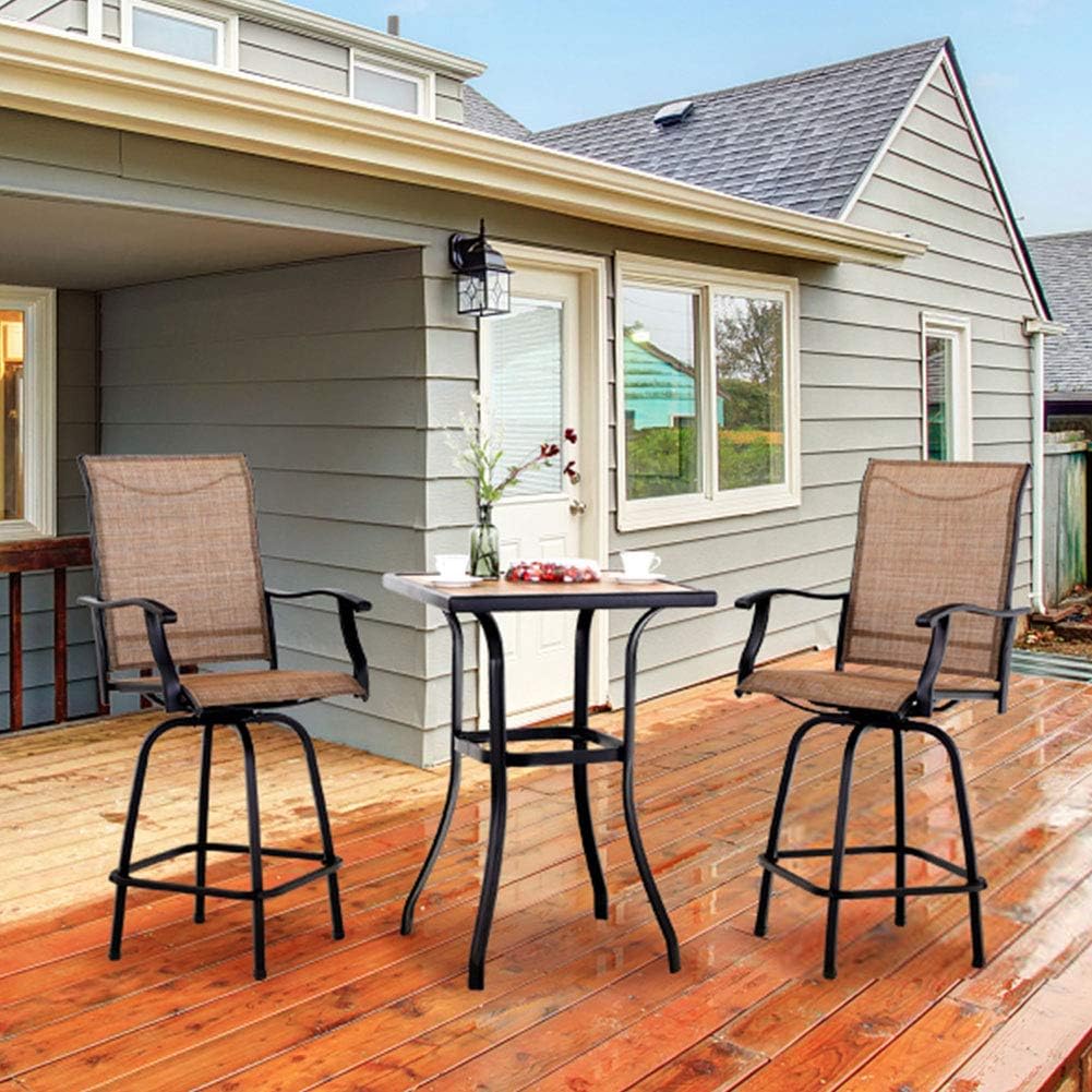 PHI VILLA Bar Height Patio Table and Chairs Set for 2
