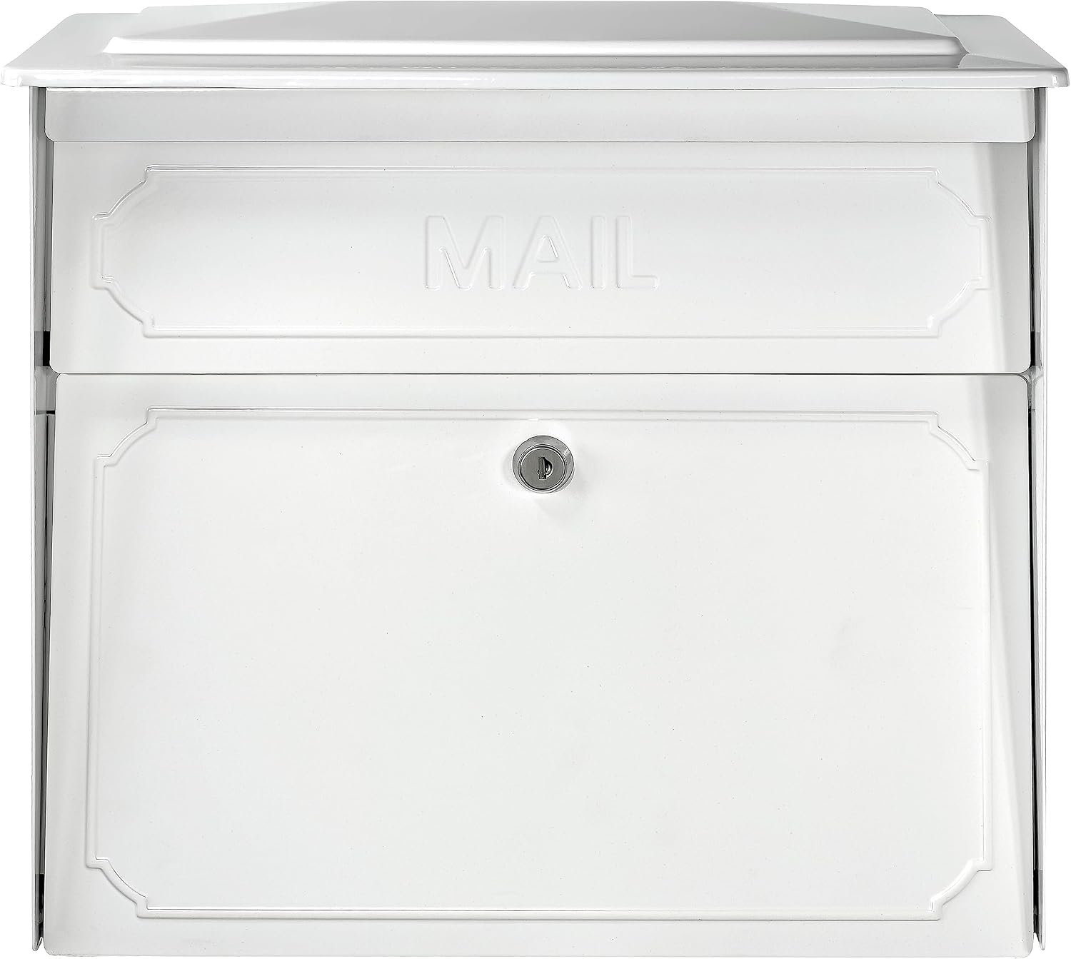 Mail Boss 7172 Townhouse Locking Security Wall Mount Mailbox, Black, Pack of 1 | Anti-pry locking door, classic stamped-panel design with decorative top cap, fixed slot fits envelopes and magazines.