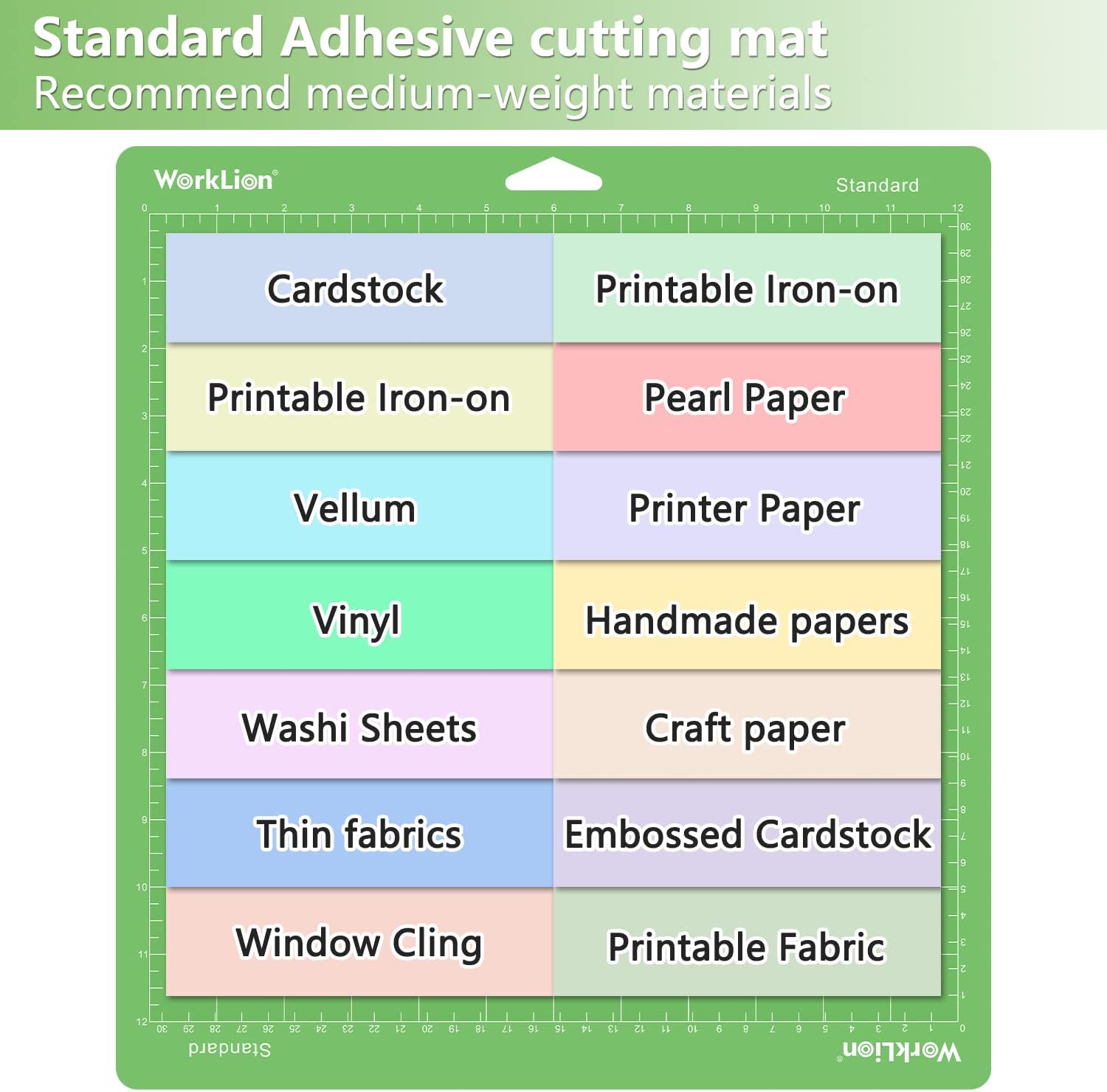 WORKLION Cutting Mat 12x12 Compatible with Maker/Maker 3/Maker 4/Air 2/Explore 3/4, Variety Sticky（Standard, Light