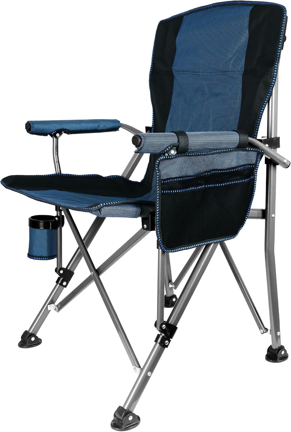 Adjustable Back Folding Camping Chair for Camp, Picnic, Lawn, Fishing | Adjustable Back; Weight Capacity 400 LBS;Hard Arm Portable Chair;Cup Holder;Storage Bag;carrying bag