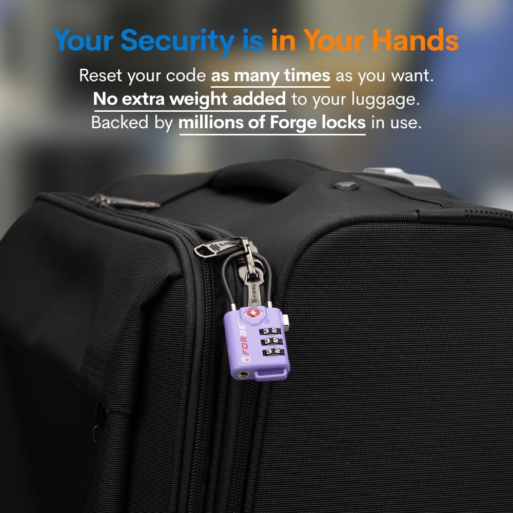 TSA Approved Cable Luggage Locks, Re-settable Combination with Alloy Body