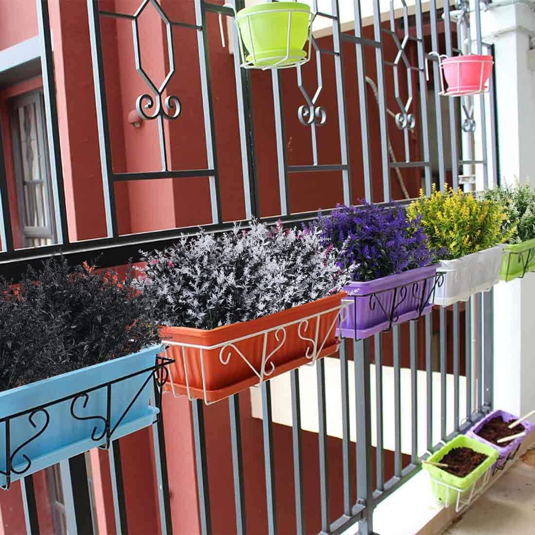 RECUTMS Artificial Greenery Lavender Fake Shrubs Flowers 8 Pcs UV Resistant