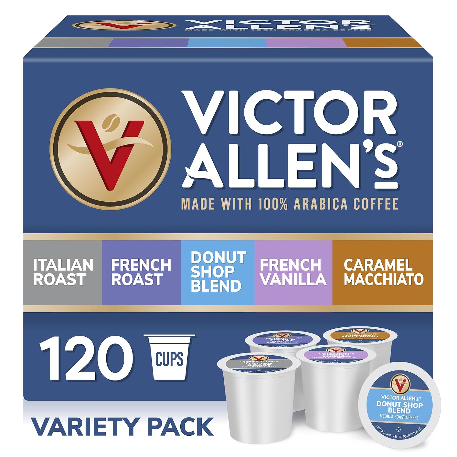 Victor Allen's Coffee Donut Shop Blend, Medium Roast, 80 Count, Single Serve Coffee Pods for Keurig K-Cup Brewers | 100% Arabica beans, Compatible with all K-Cup brewers, Kosher-OU (Pareve), 90-150mg caffeine per serving