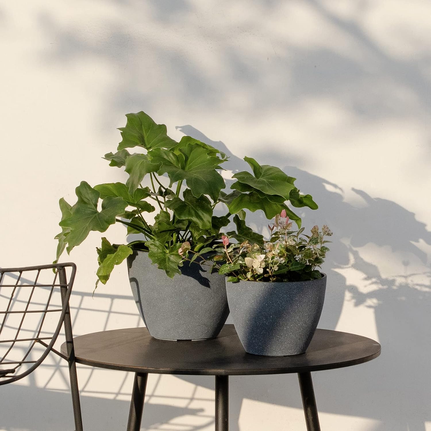 LA JOLIE MUSE Planter Pots, Indoor Outdoor Flower Pot, 8.6+7.5 Inch 2 Pack