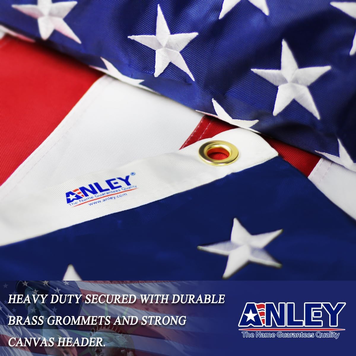 ANLEY EverStrong Series American Flag 6x10 Foot Heavy Duty - Embroidered Stars and Sewn Stripes - 4 Rows of Lock Stitching - US National Banner Flags with Brass Grommets 6 X 10 Ft