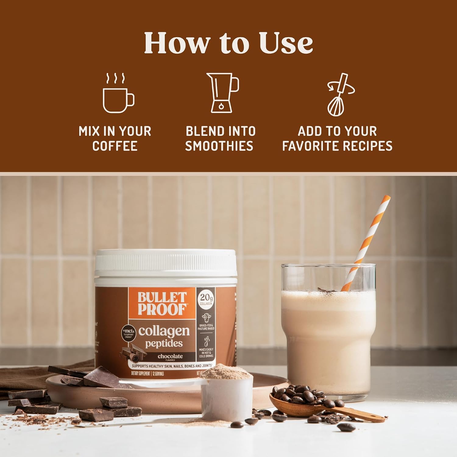 Bulletproof Unflavored Collagen Peptides Protein Powder, 17.6 oz | 20g Grass-Fed Pasture-Raised Collagen Protein and Amino Acids for Skin, Bones and Joints