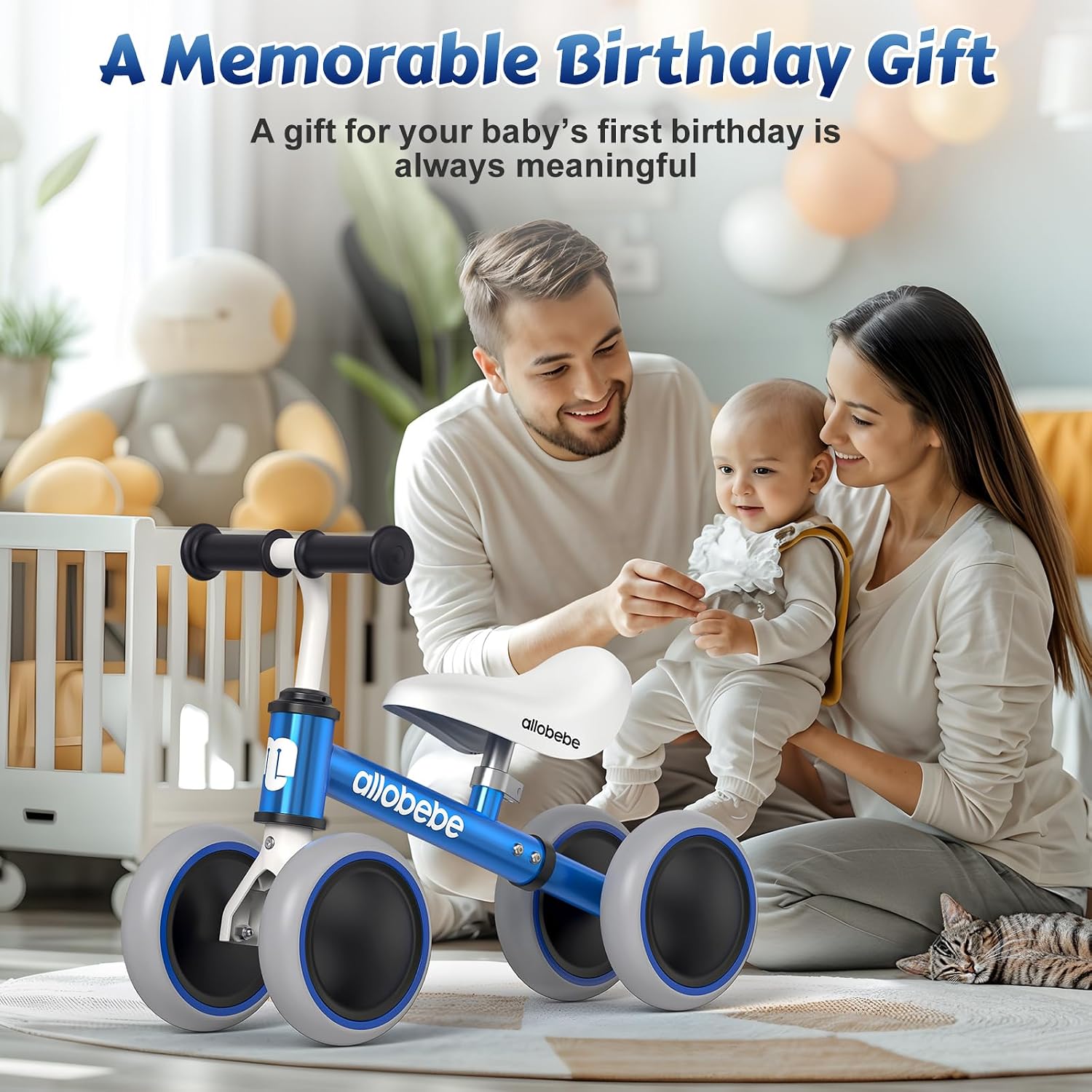 Baby Balance Bike, Cute Toddler Bikes 12-36 Months Gifts for 1 Year Old Girl Bike to Train Baby from Standing to Running with Adjustable Seat Silent & Soft 3 Wheels