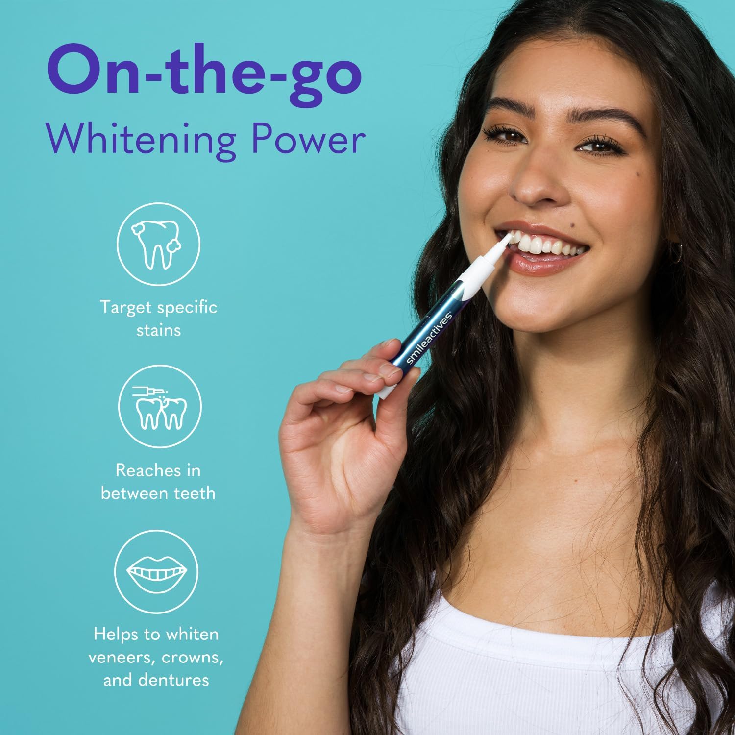 Smileactives Teeth Whitening Pen, Stain Remover Gel, Vanilla Mint, 2-Pack | Precision Brush-Tip Applicator, Dental-Grade Formula, Travel-Ready Design
