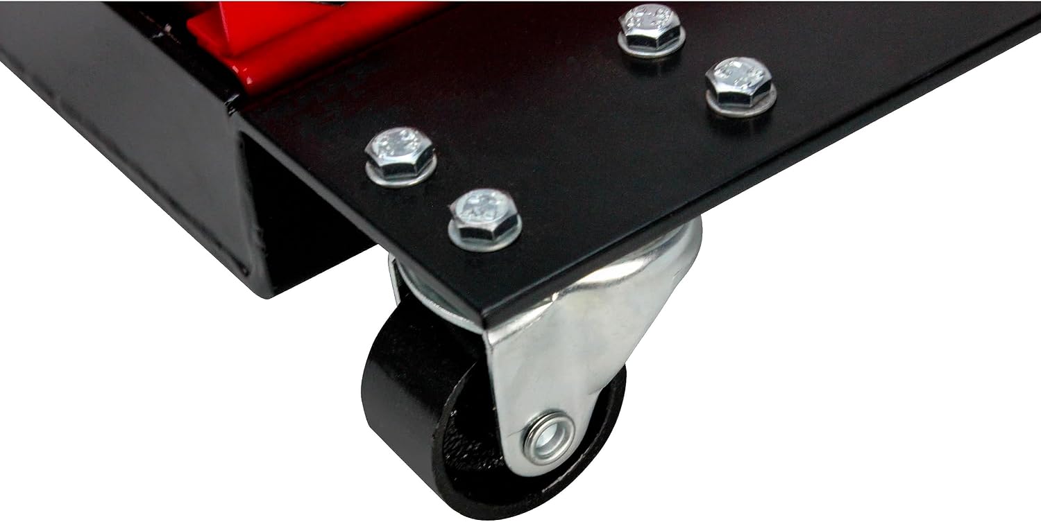 Extreme Max 5001.5059 Wide Motorcycle Scissor Jack with Dolly - 1100 lbs.