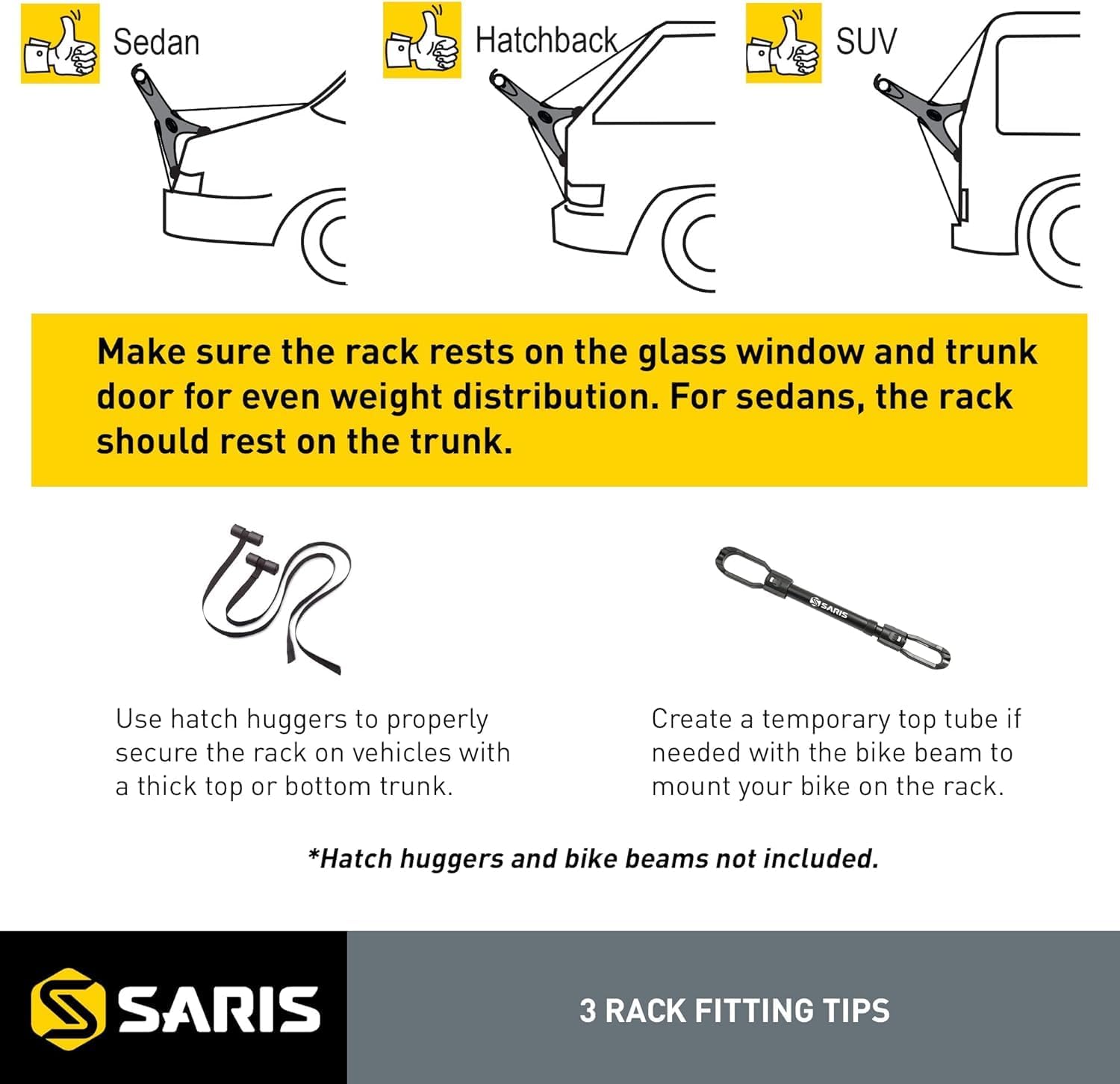 Saris Solo Bike Rack – Trunk Mount, 1-Bike Carrier for Cars & SUVs – Lightweight