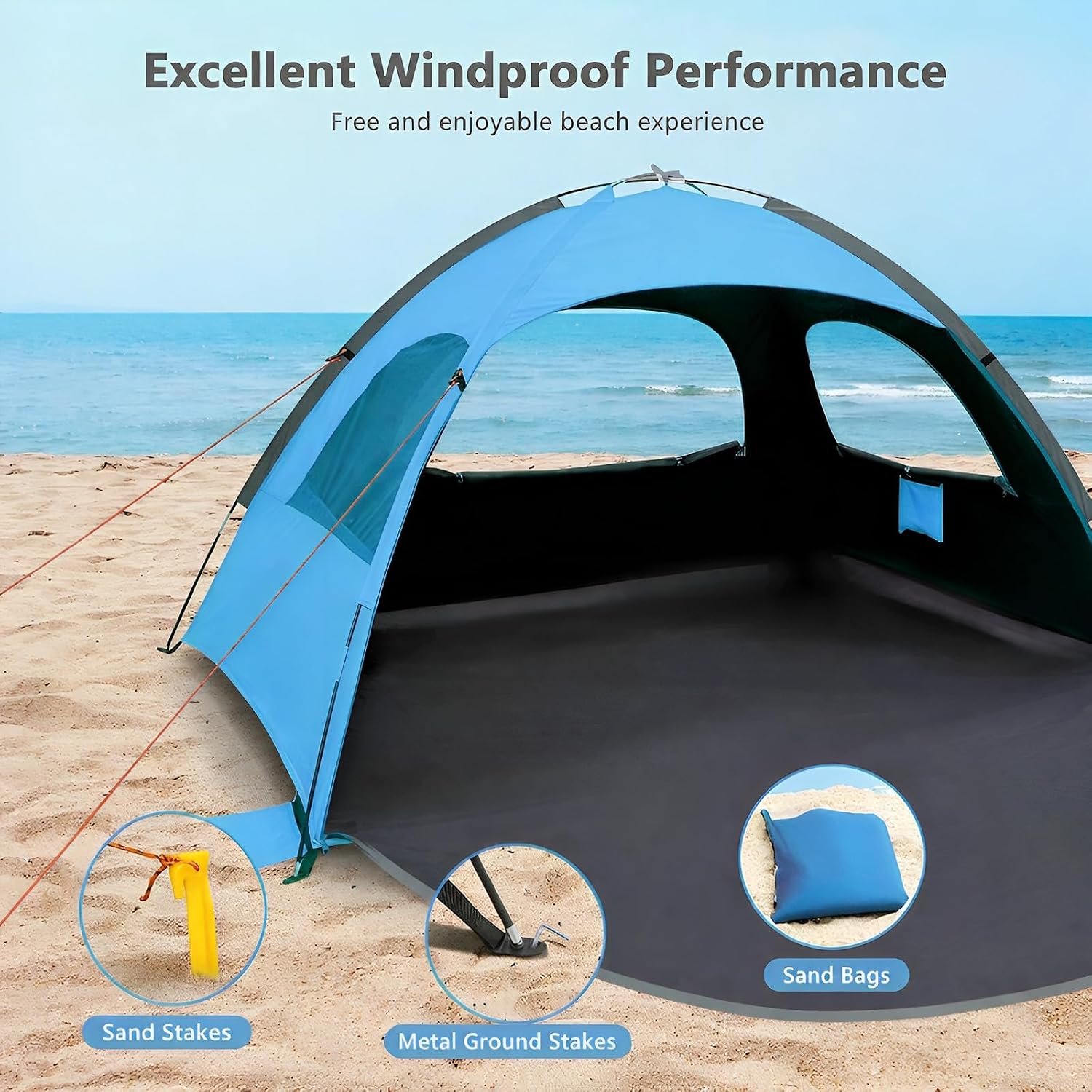 NXONE Beach Tent Sun Shelter, UPF 50+ UV Protection, Easy Setup