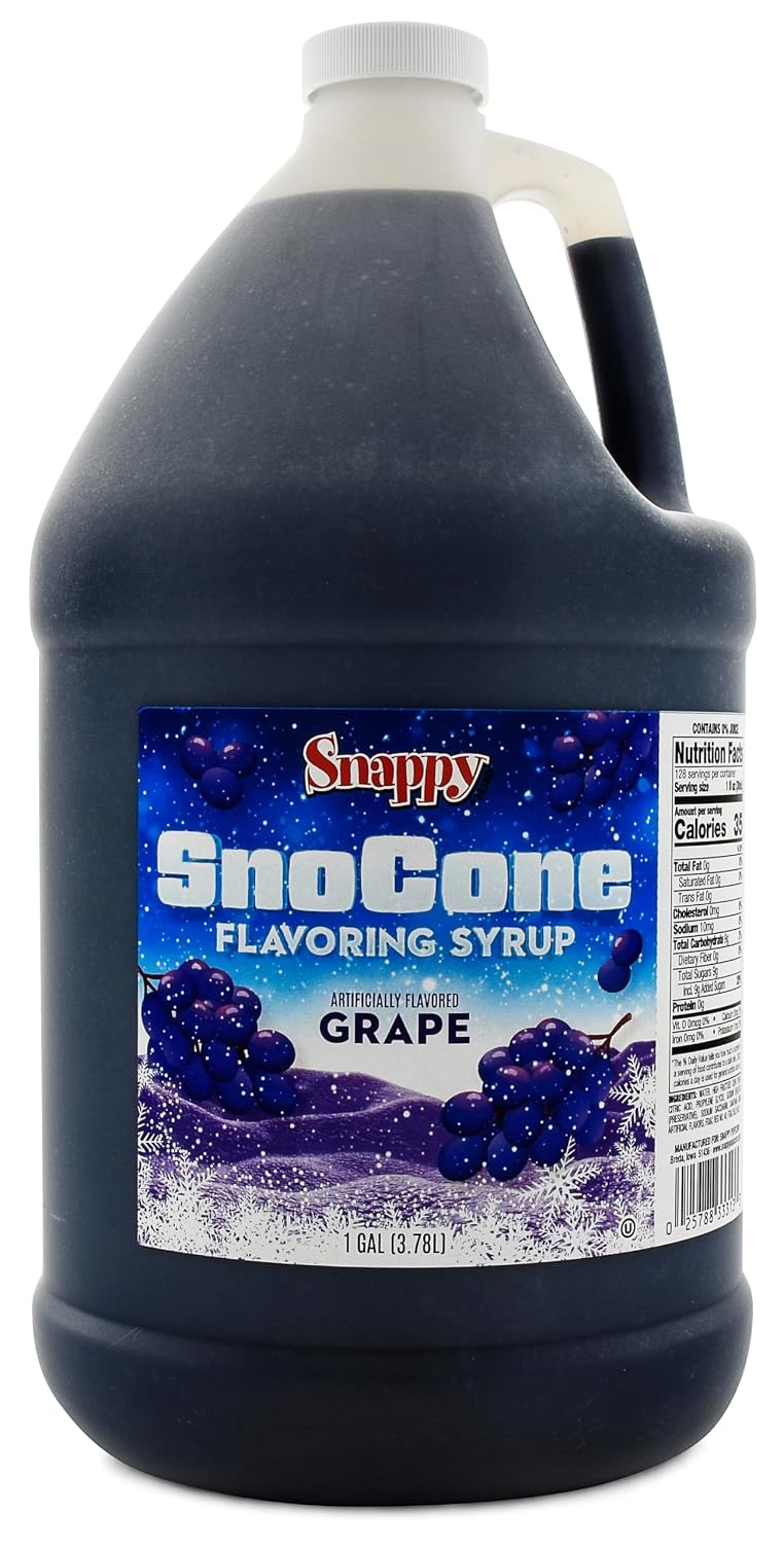 Snappy Blue Raspberry Sno Cone Syrup, 1 Gallon (128 oz), Ready to Use for Snow Cone Machines and Shaved Ice
