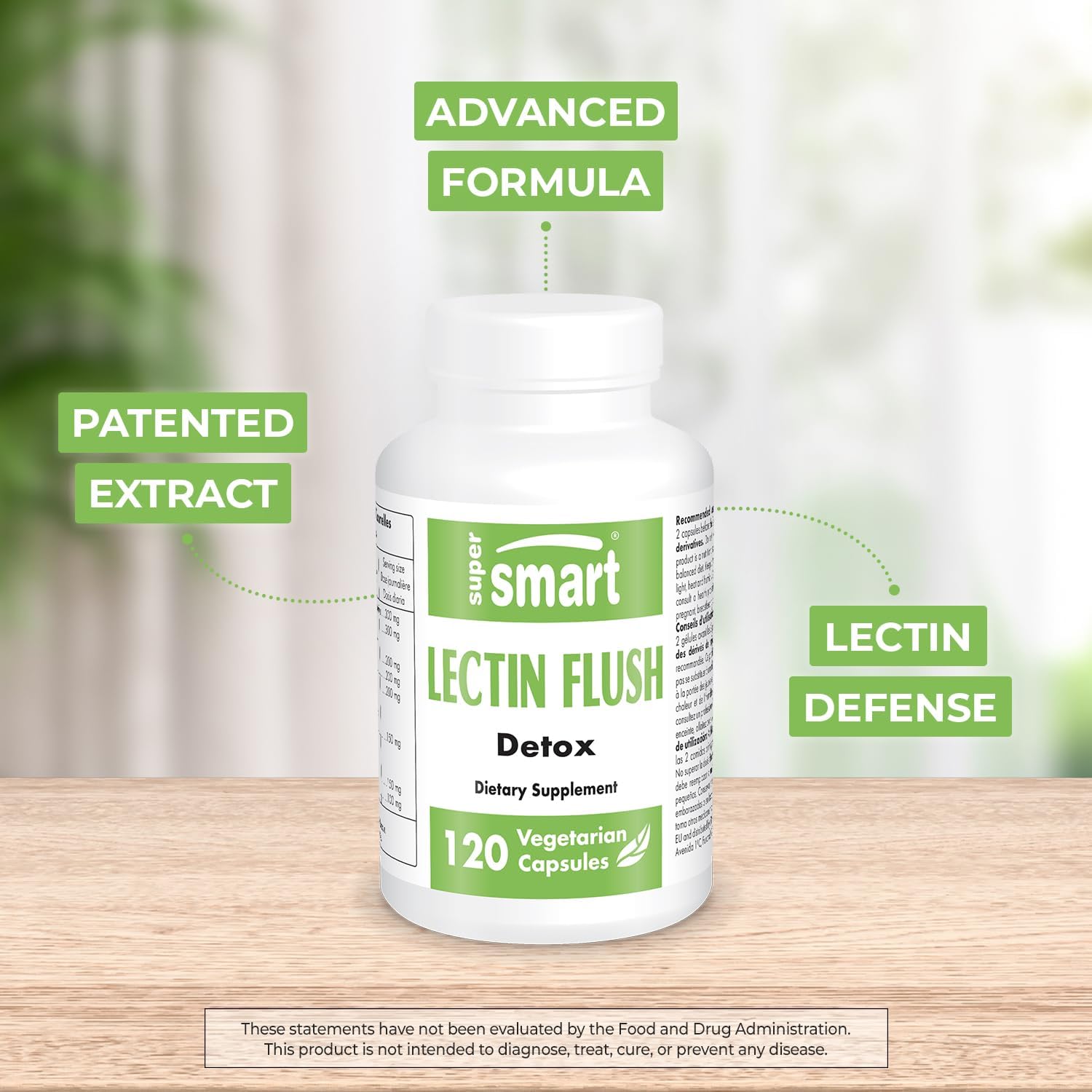 Supersmart - Lectin Flush - Lectin Blocker Shield Supplement - Digestive Support & Detox - Intolerances & Food Allergies - Intestinal Health