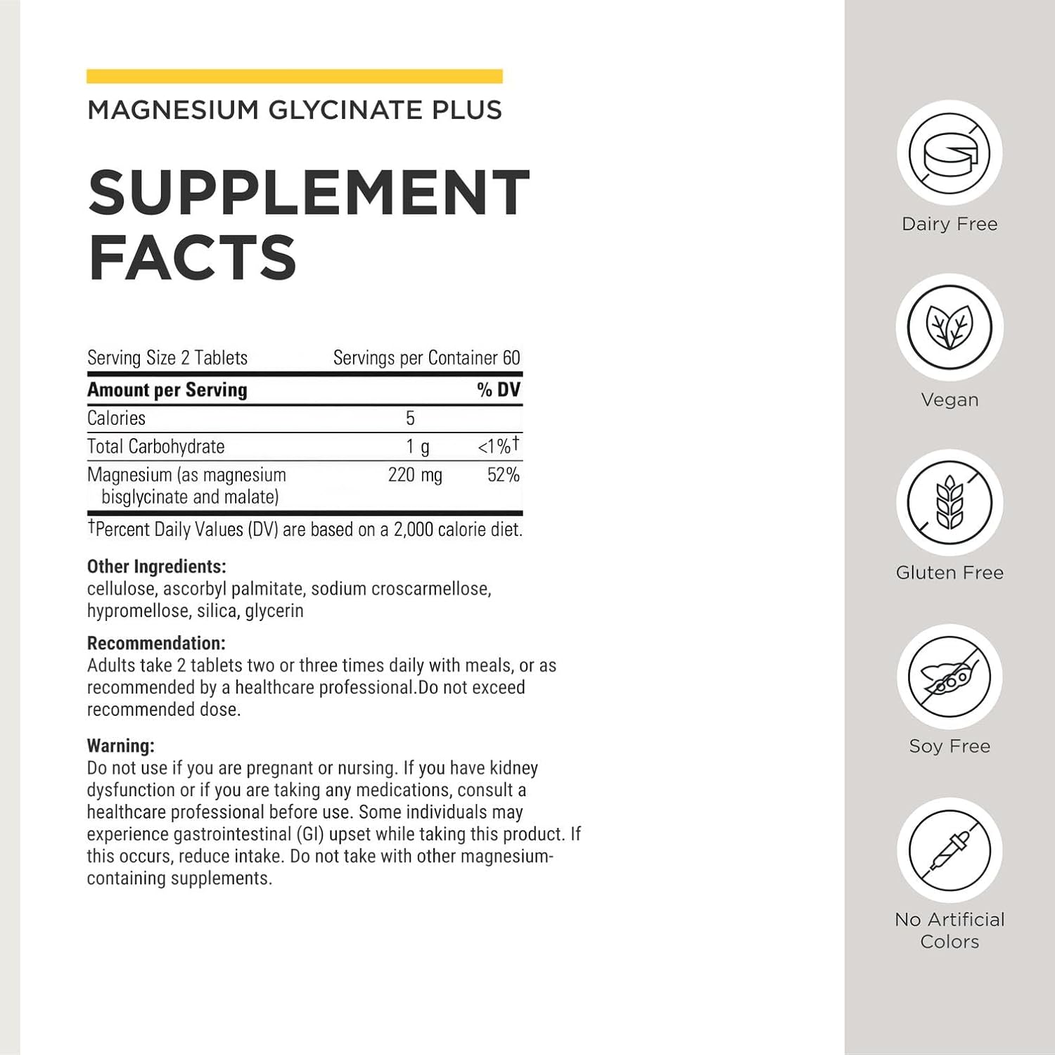 Integrative Therapeutics Magnesium Glycinate Plus - Cardiovascular Support Supplement* - Supports Brain & Muscular Function* - 120 Count (60 Servings)