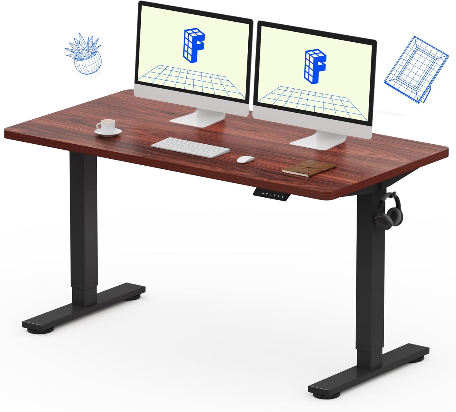 FLEXISPOT EN1 One-Piece Standing Desk, Electric Adjustable with 4 Memory Presets, 176 LBS Capacity, Stable & Quiet