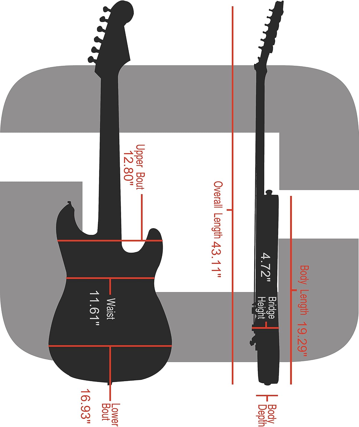 Crossrock Hardshell Arch Top wood case fits SG Electric Guitars-Black(CRW620SGBK)