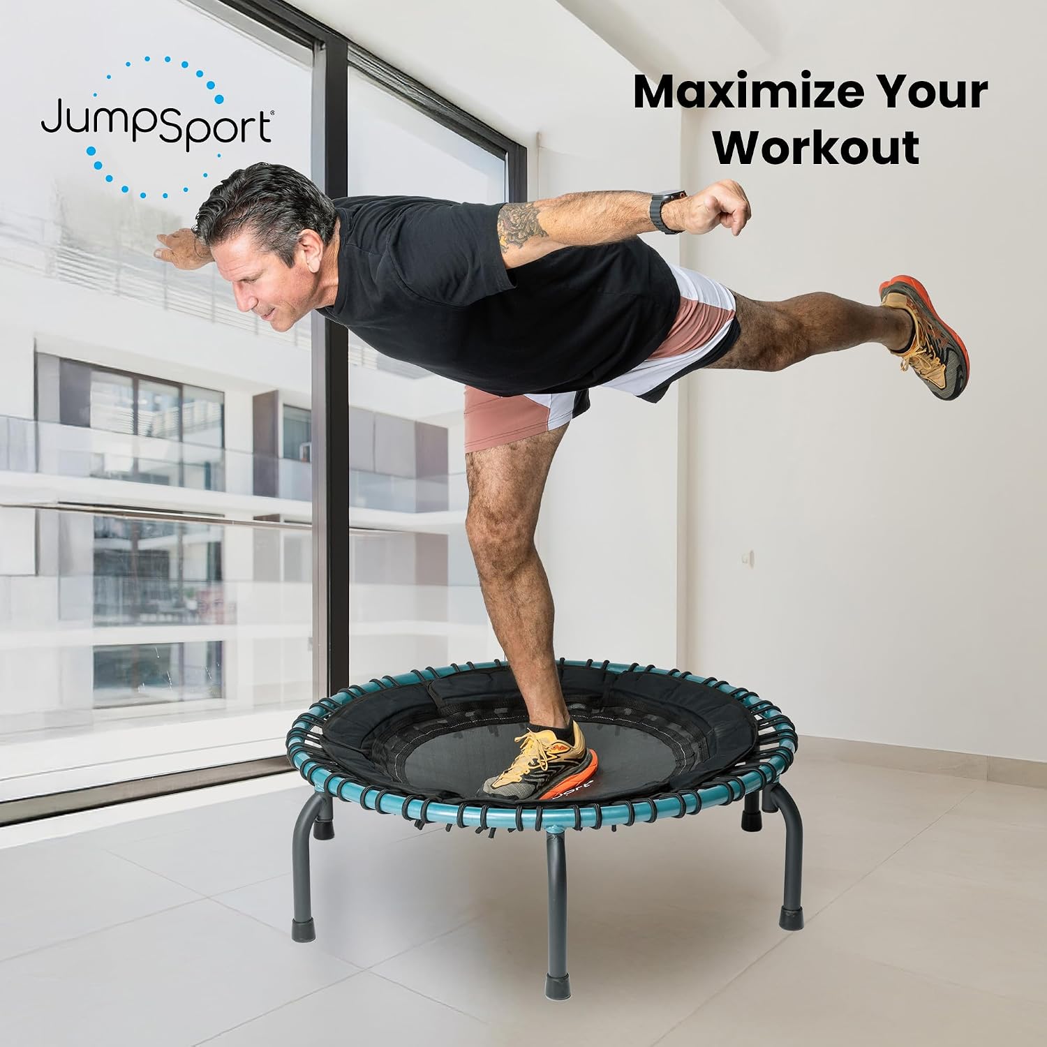 JumpSport Workout Rebounder for Adults, Mini Fitness Trampoline