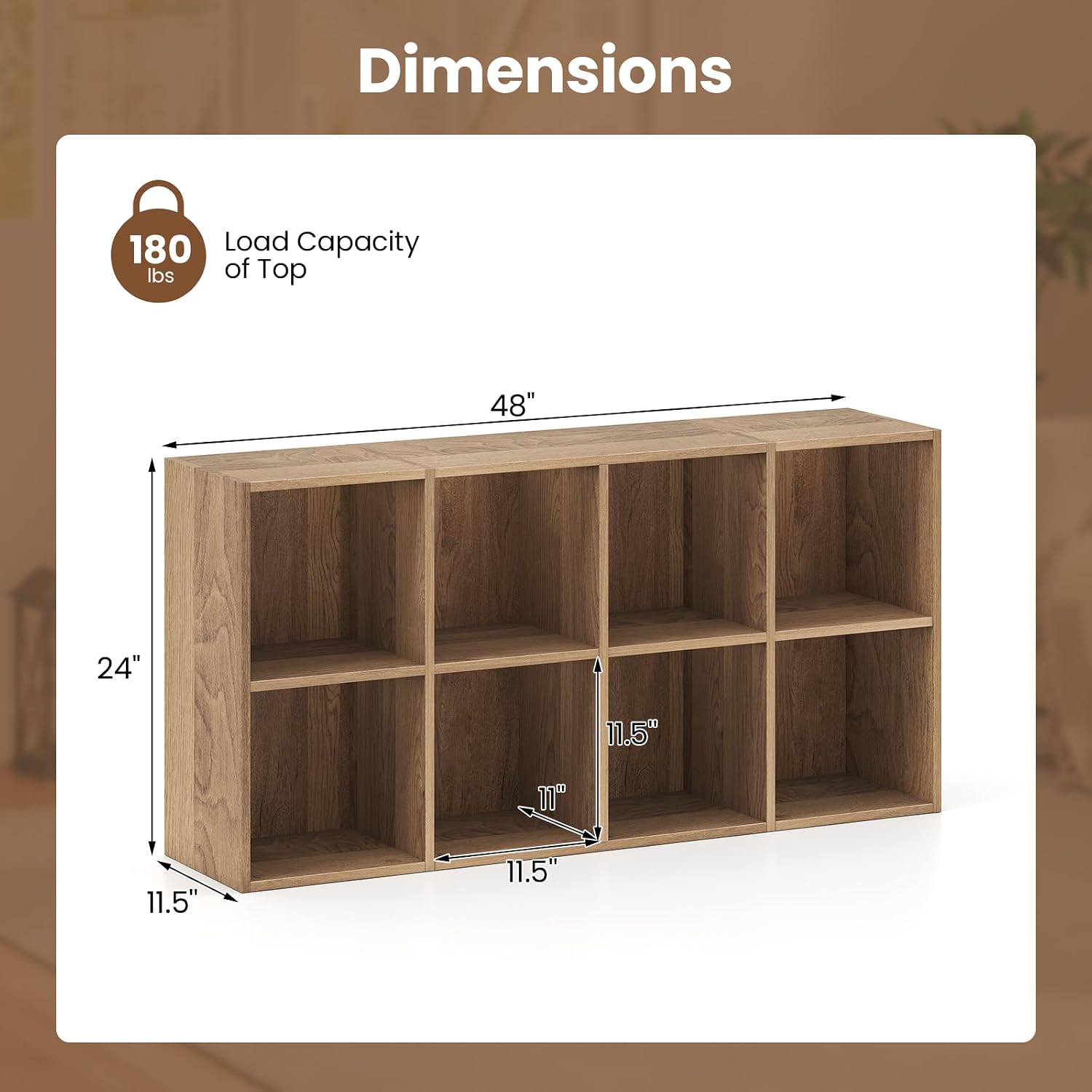 Giantex 8-Cube Bookcase, 3-Tier Cubby Bookshelf, Horizontal Vertical Display Rack with Anti-Tipping Kits, Modern Storage Organizer Shelf Unit for Bedroom, Living Room, Study (Natural, 8-Cube)