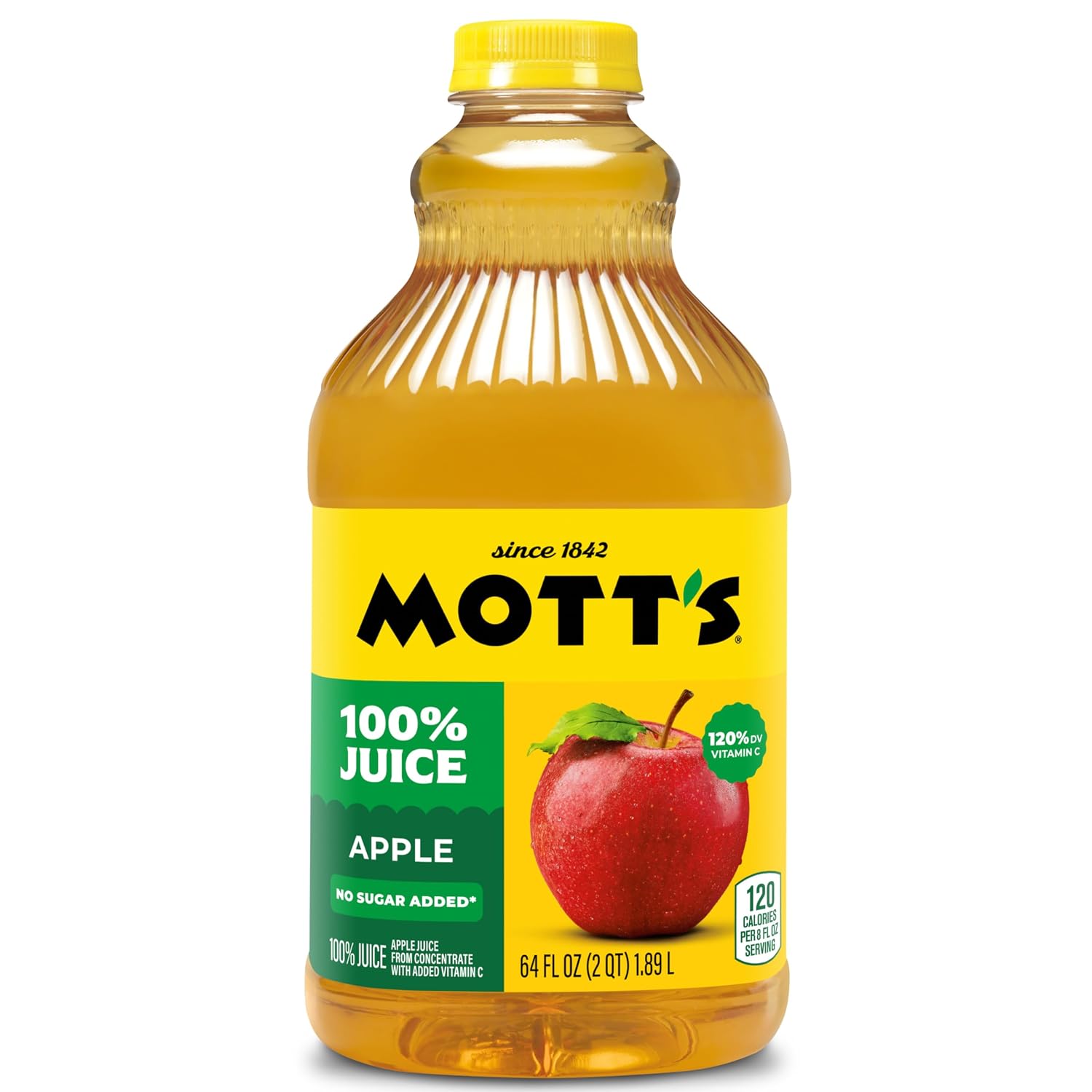 Mott's 100% Original Apple Juice, 64 Fl Oz Bottle (Pack Of 8), 2 Servings Of Fruit Per Cup, 100% Fruit Juice, Gluten-free, Caffeine-free, Kosher, And Contains No Artificial Colors Or Sweeteners