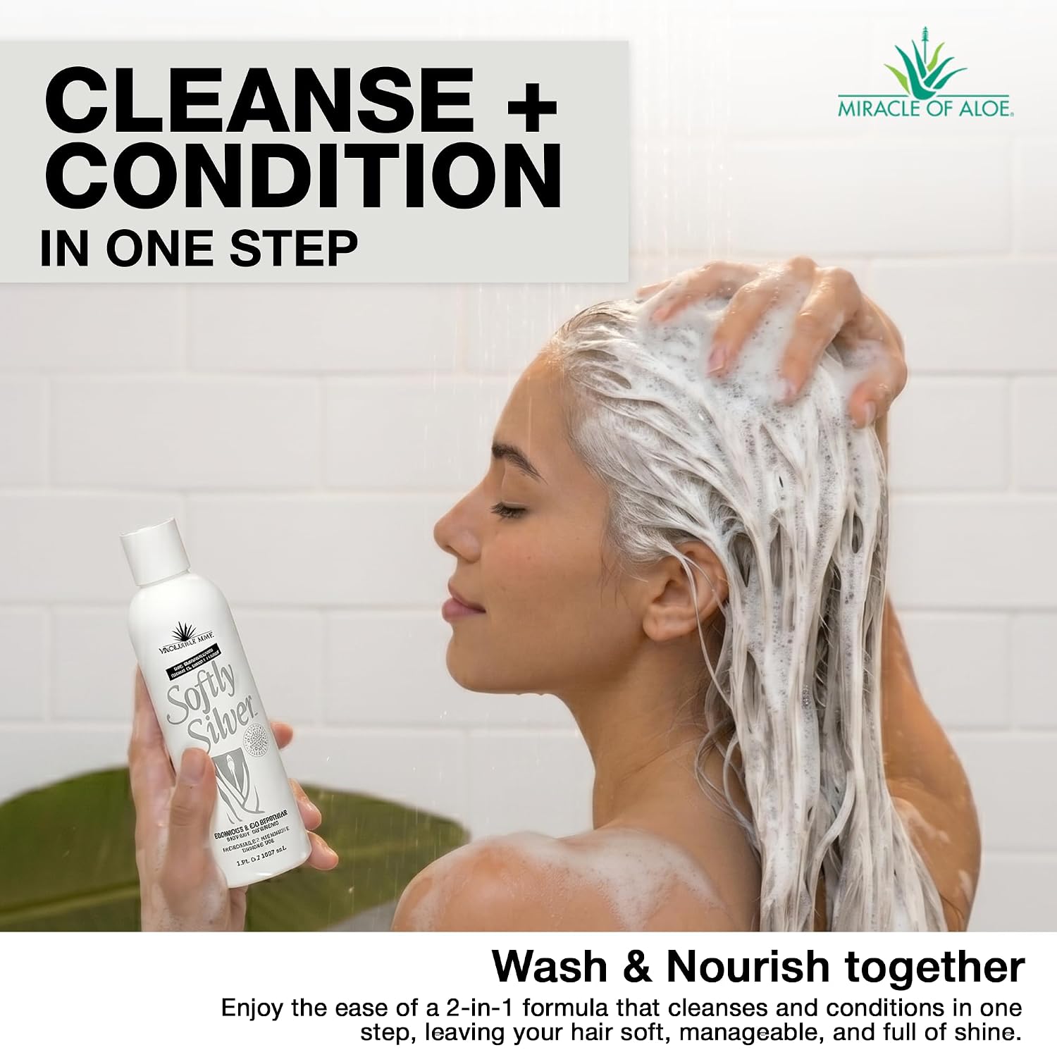 Softly Silver Shampoo For Gray Hair, 2 In 1 Purple Restorative Hair Wash