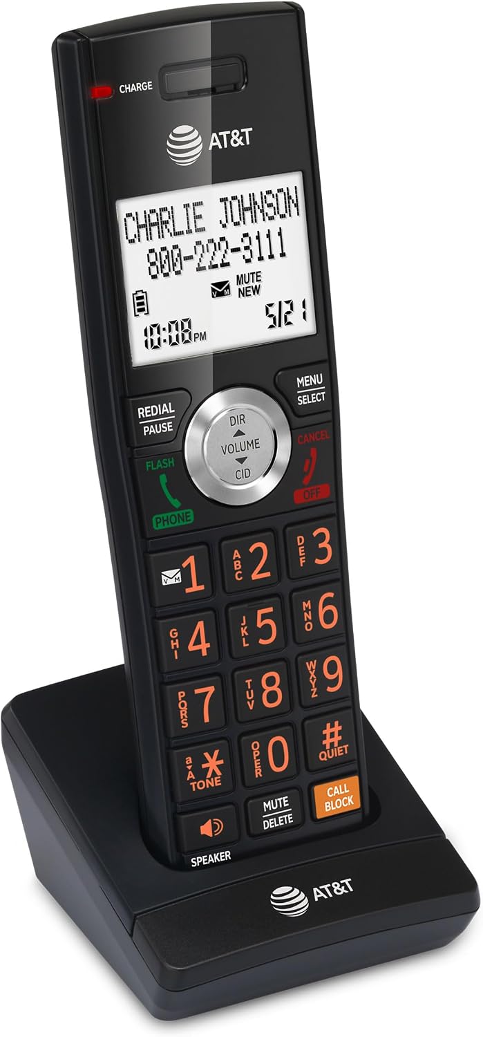 AT&T DECT 6.0 Expandable Cordless Phone with Answering System, Silver/Black with 3 Handsets